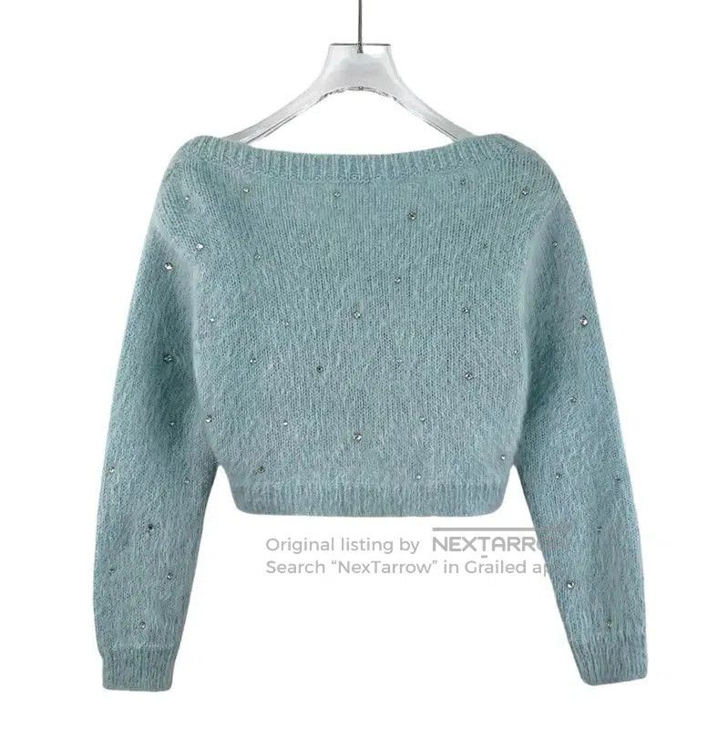 Miu Miu Miu Miu Light Blue Mohair Cardigan for Women . Size M / US 6-8 / IT 42-44 - 2 Thumbnail