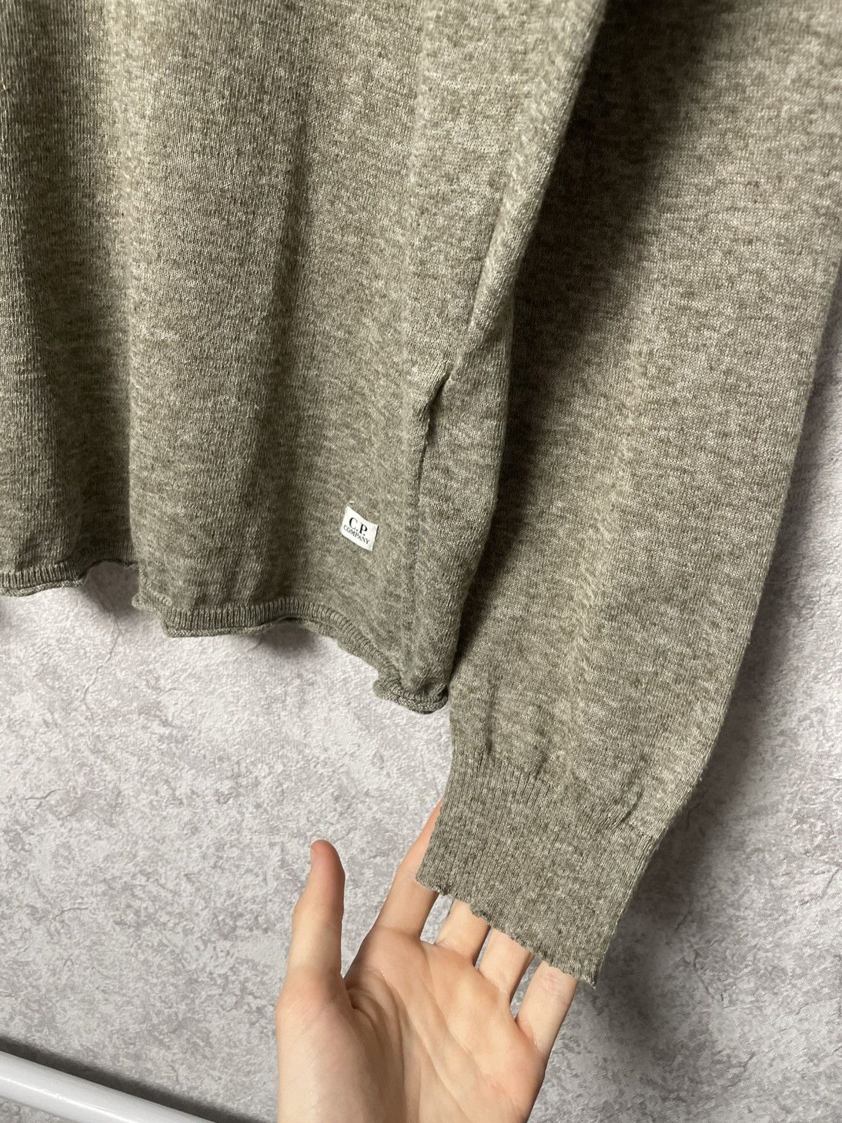 C.P. Company C.P. Company Linen Blend Long Sleeve Sweater Olive Green Size US L / EU 52-54 / 3 - 5 Thumbnail
