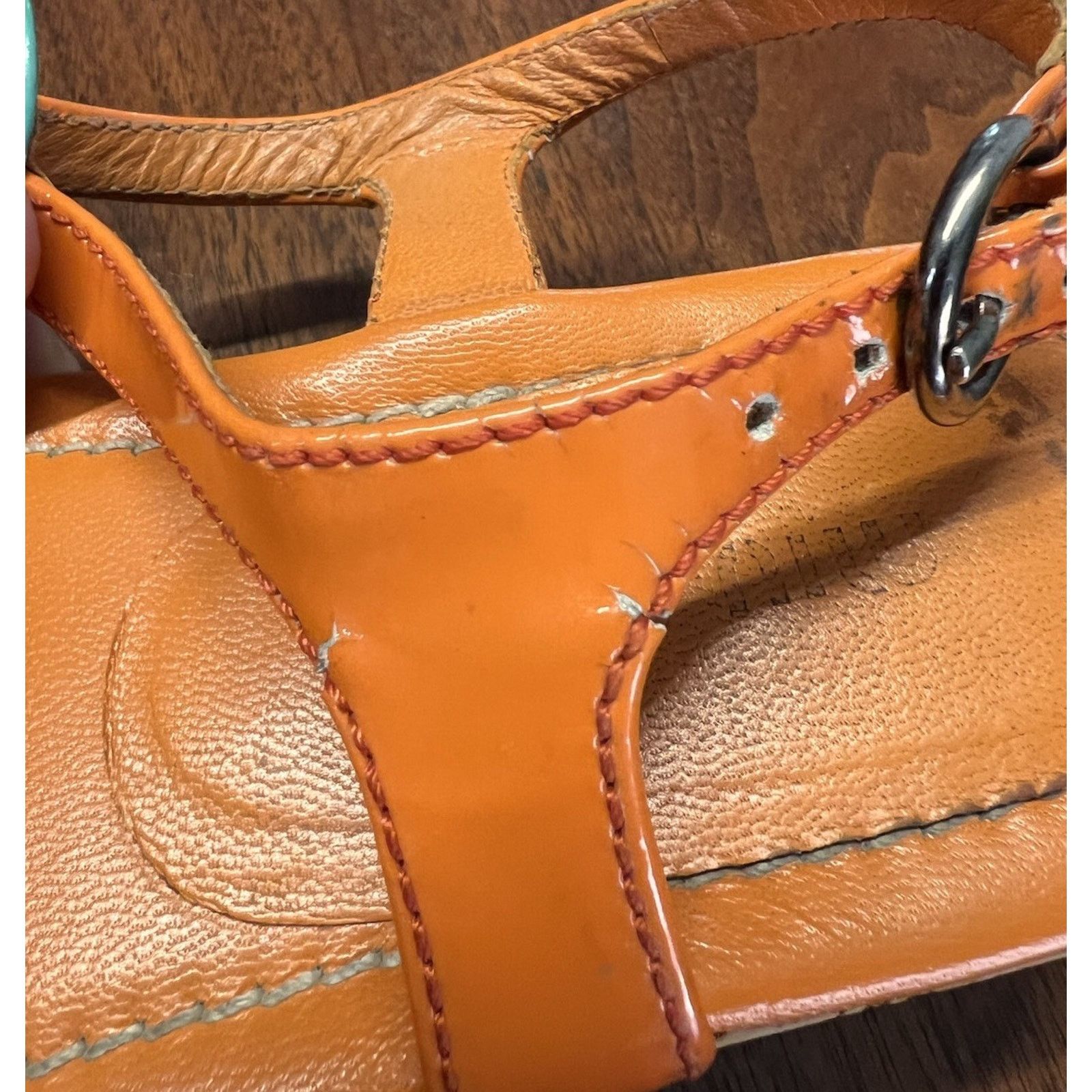 Miu Miu Miu Miu Orange / Teal 2” Cork Wedge Sz 5.5 Ankle Buckle Size US 5.5 / IT 35.5 - 11 Thumbnail