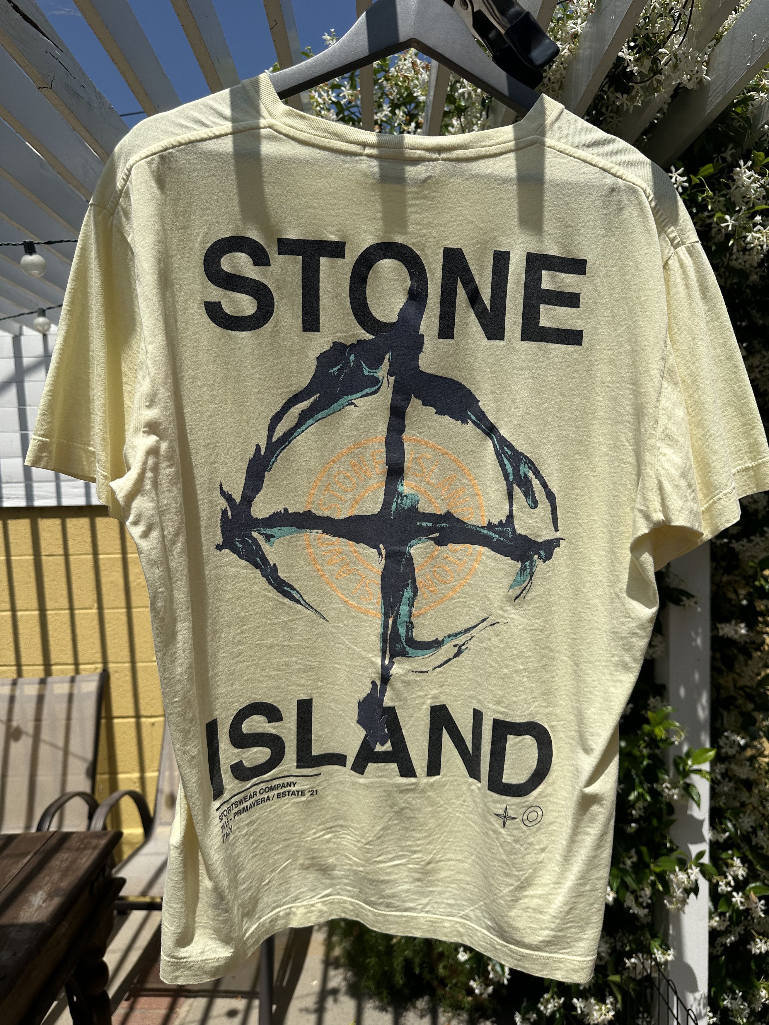 Stone Island Stone Island "Marble Three" Tee - Ivory - S/S21 2NS85 Size US XL / EU 56 / 4 - 2 Thumbnail