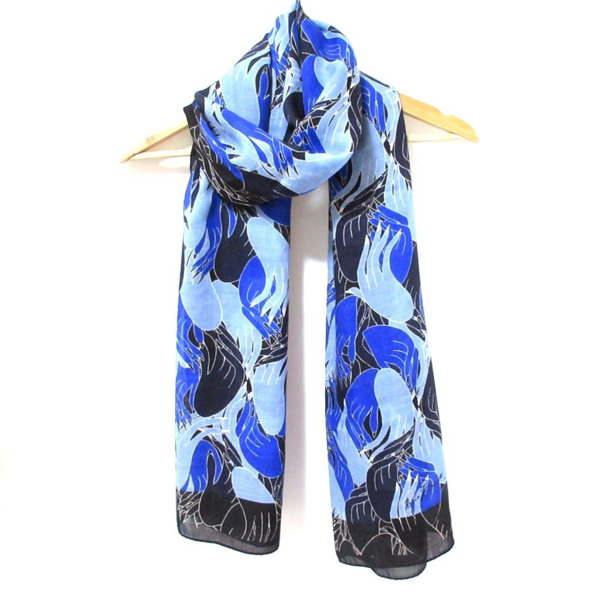 Marni MARNI x Bruno Bozzetto All-over hand motif large sheer scarf/stole, black blue, for women Size ONE SIZE - 1 Thumbnail