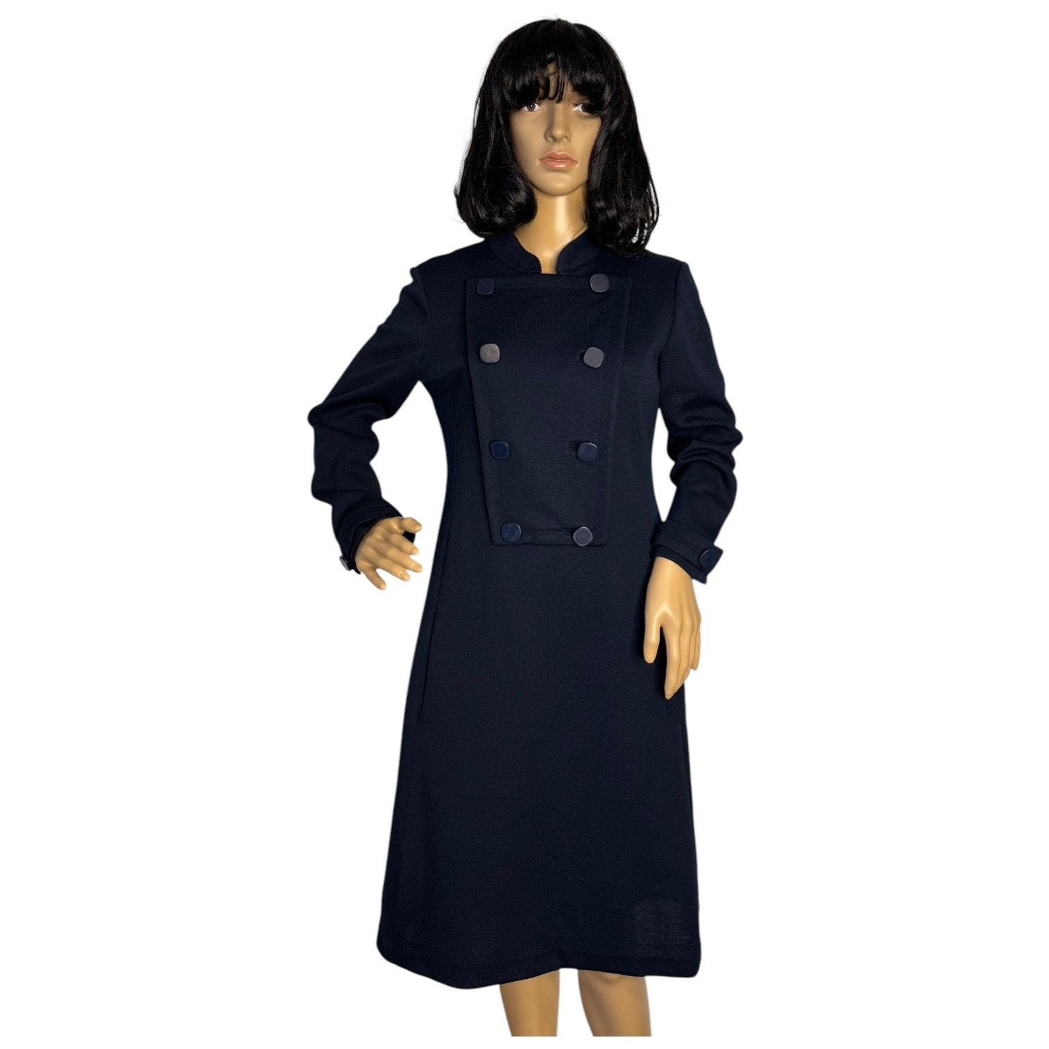 Vintage Vtg 60's Navy double breasted pop over dress military style Size M / US 6-8 / IT 42-44 - 11 Thumbnail