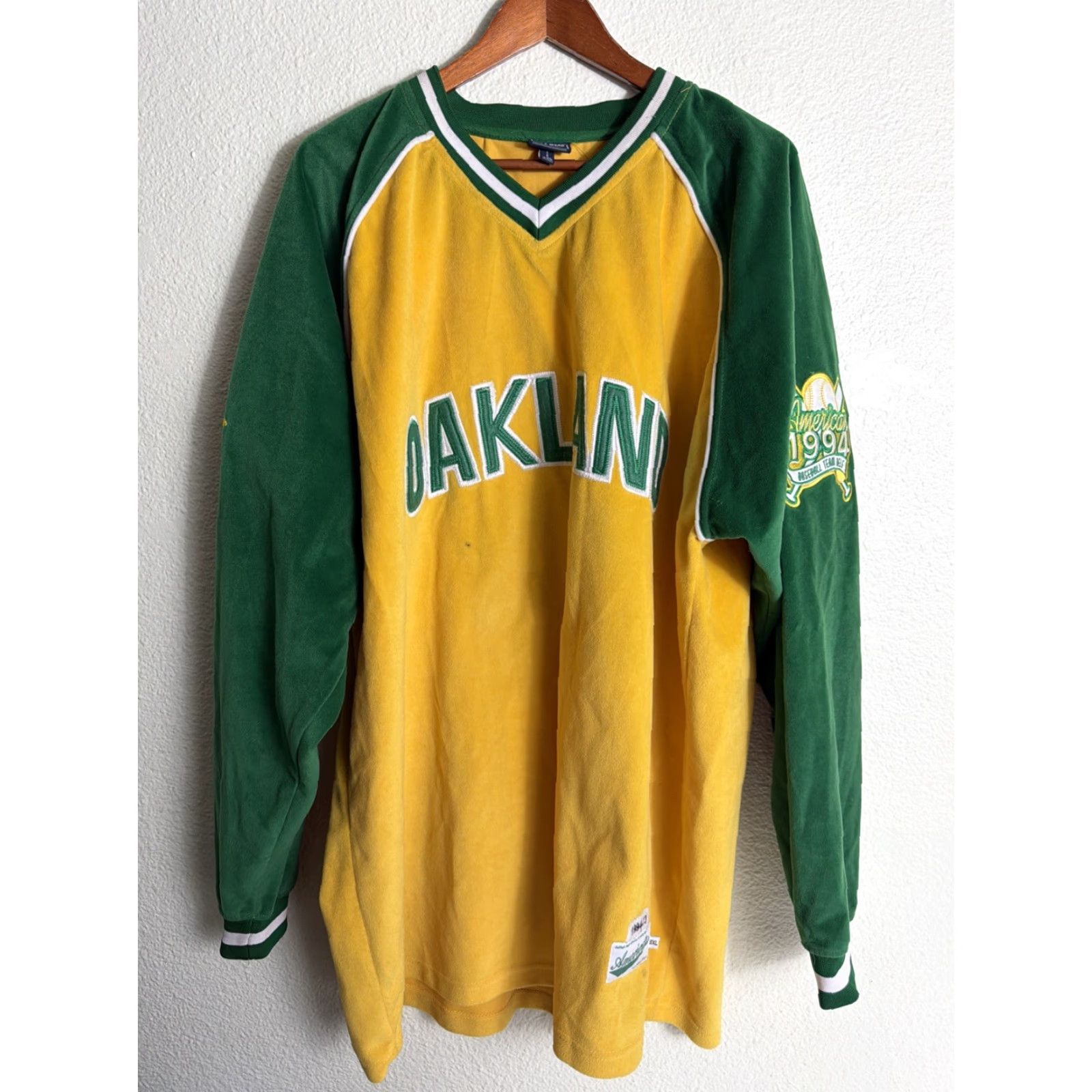 Vintage VINTAGE Y2K Men’s 3XL Pullover Oakland Long Sleeve Sweatshirt Green Yellow Hyphy Shirt Mens Size US XXL / EU 58 / 5 - 2 Thumbnail