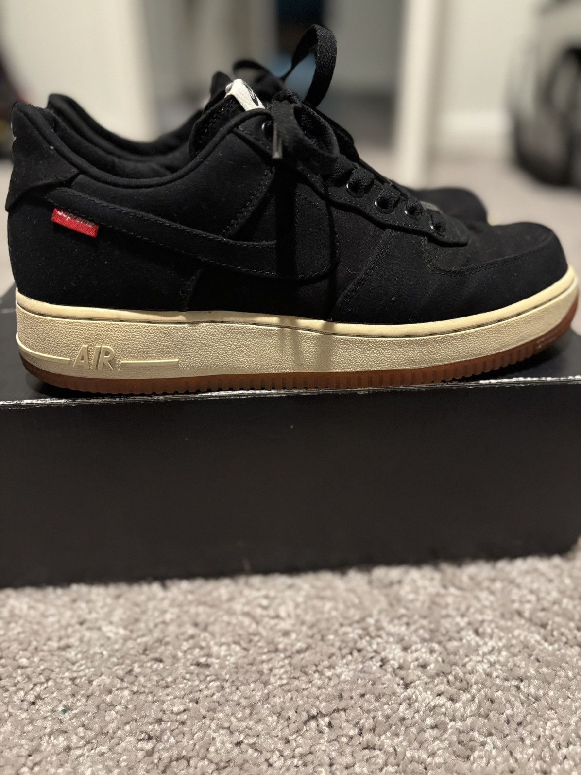 Nike × Supreme Nike Air Force 1 Low Premium '08 x Supreme Black 2012 Size US 8 / EU 41 - 2 Thumbnail