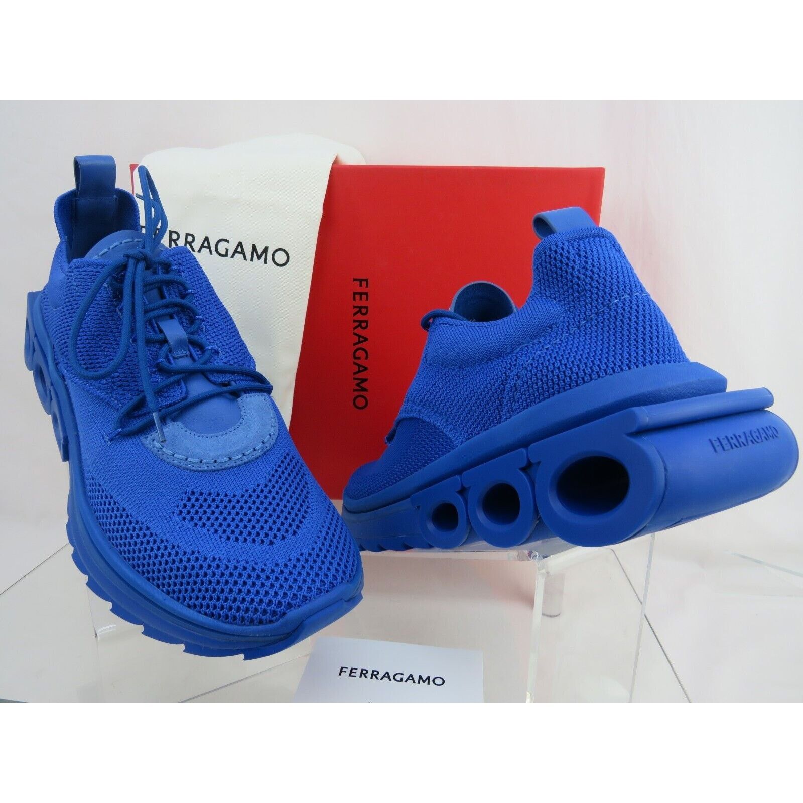 Salvatore Ferragamo FERRAGAMO BLUE NIMA MESH LACE LOGO LOW SNEAKERS 8.5 41.5 IT Size US 8.5 / EU 41-42 - 1 Thumbnail