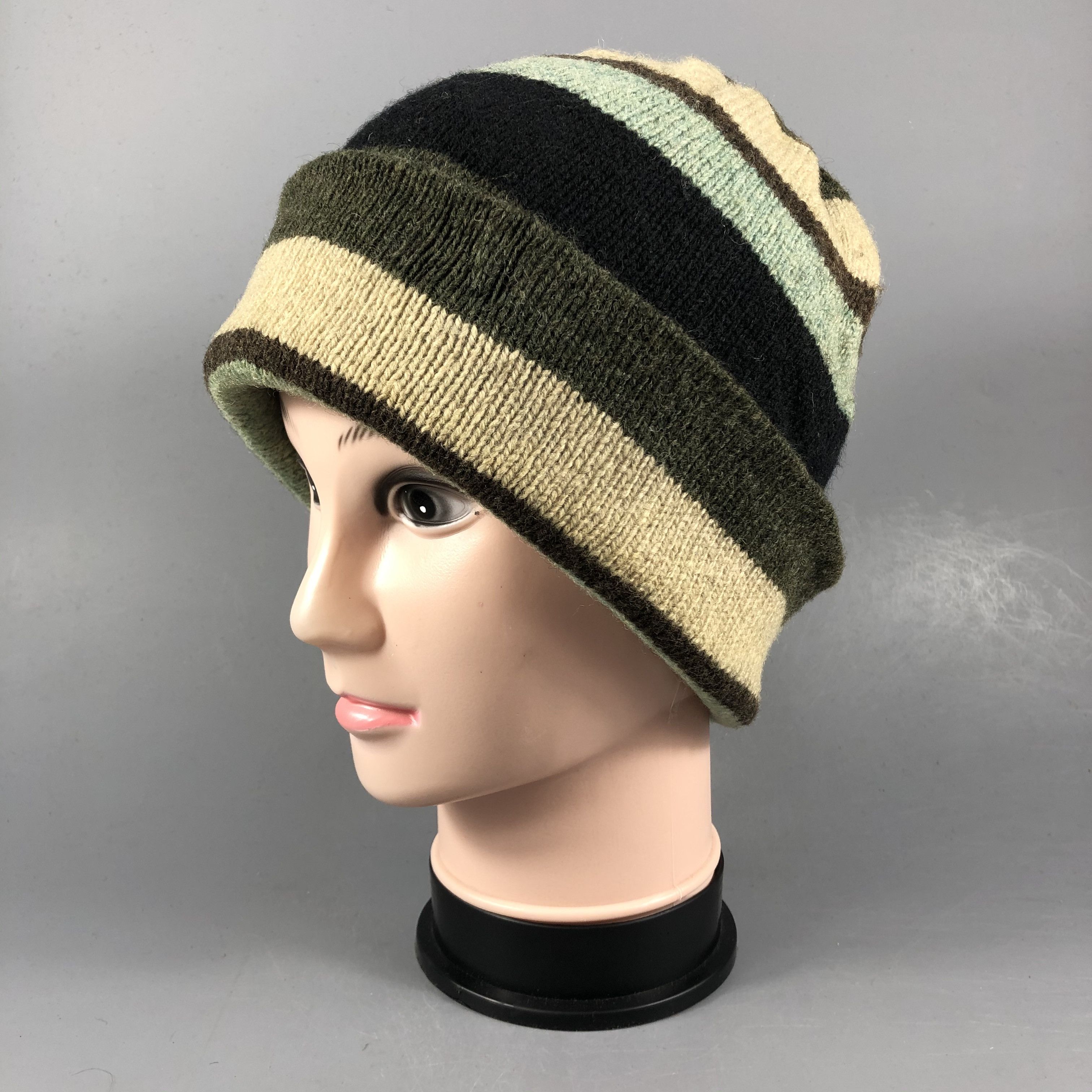 Japanese Brand Stripe Wool Beanie Size ONE SIZE - 2 Thumbnail