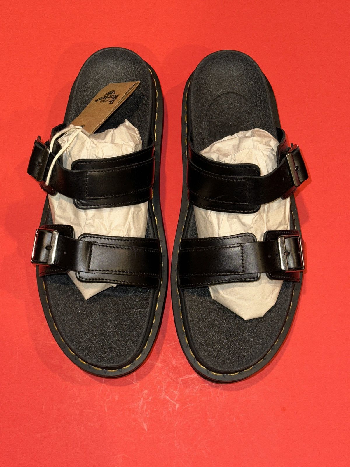 Dr. Martens DR. MARTENS MYLES BLACK LEATHER 2 BUCKLE SLIDE SANDALS M11 Size US 11 / EU 44 - 1 Thumbnail