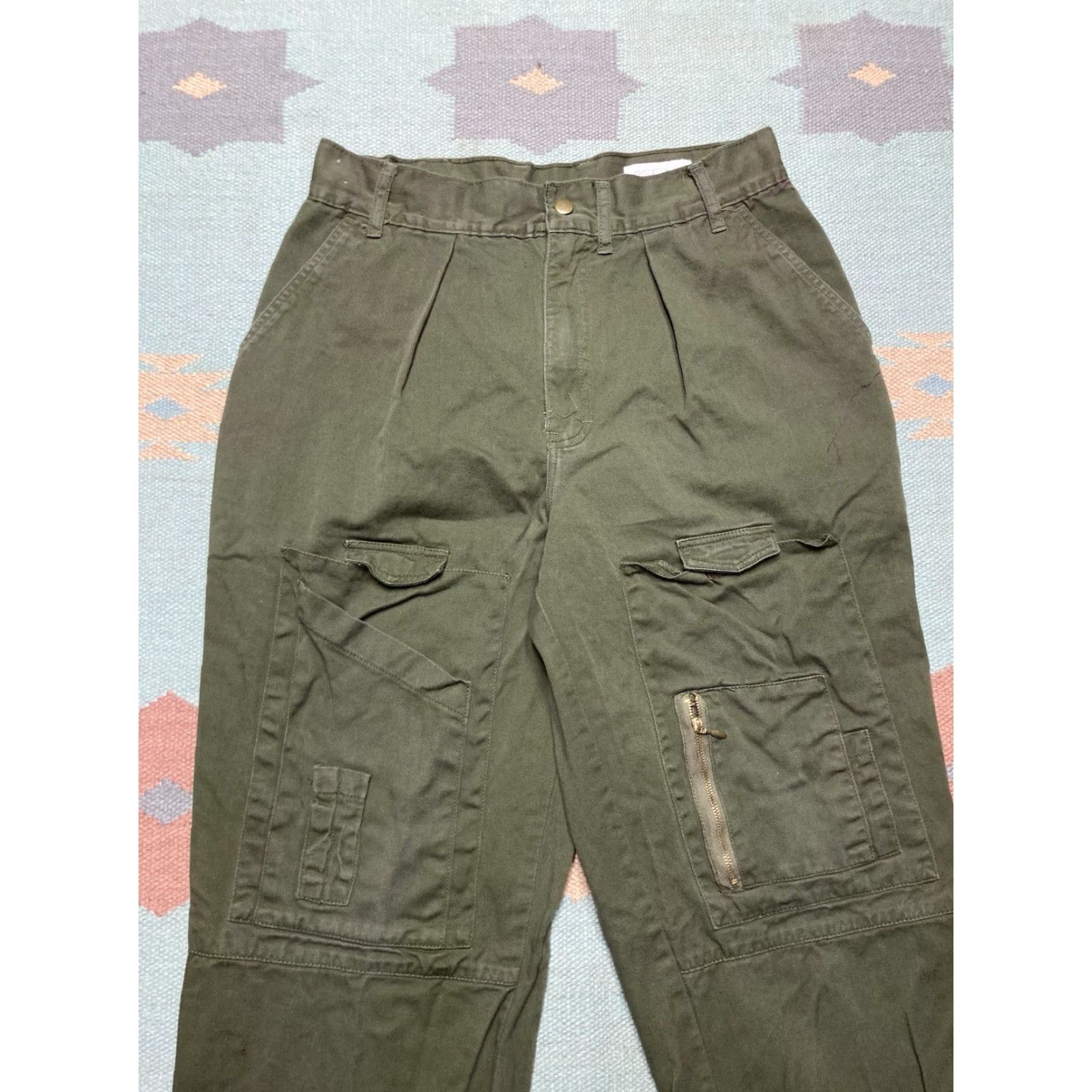 Vintage Vtg Y2K Cargo Pants Baggy Tapered Army Green 30x33 Men Pockets Rescue Pants Size US 30 / EU 46 - 2 Thumbnail
