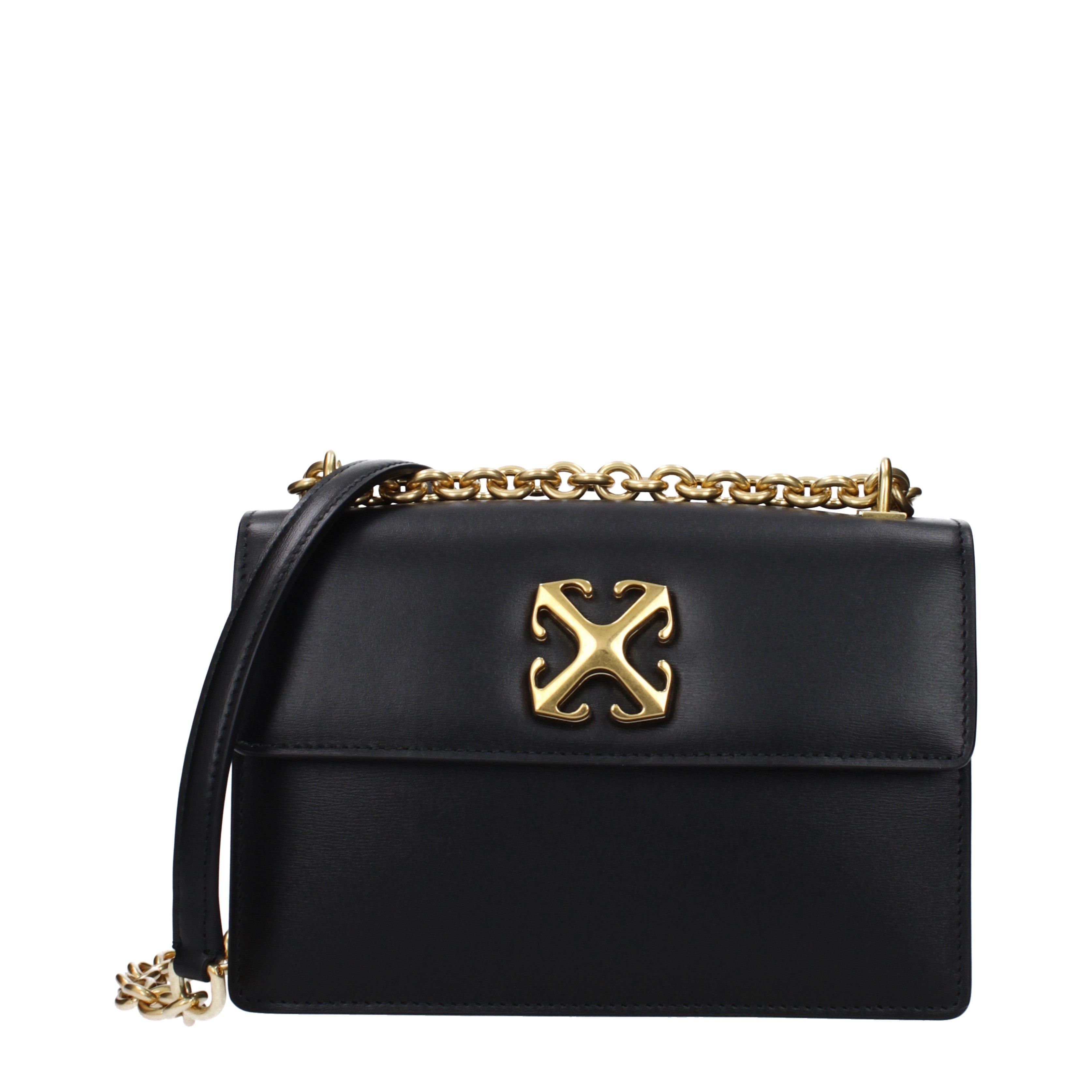 Off White Crossbody Bag In Leather in Black, Women's