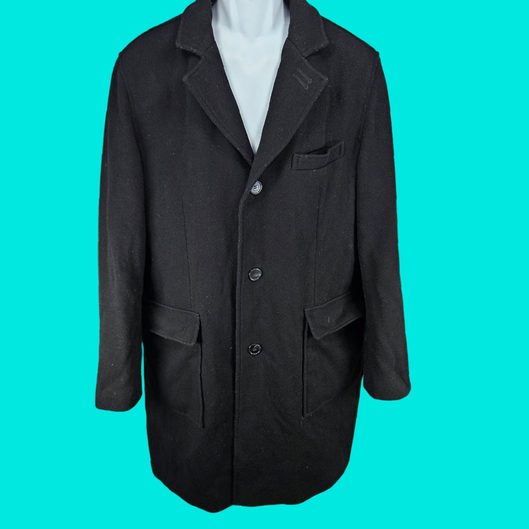 Cole Haan VINTAGE Cole Haan Black Wool Corduroy Over Coat L with Button Pockets Notch Lined Coat Mens Size US L / EU 52-54 / 3 - 1 Thumbnail