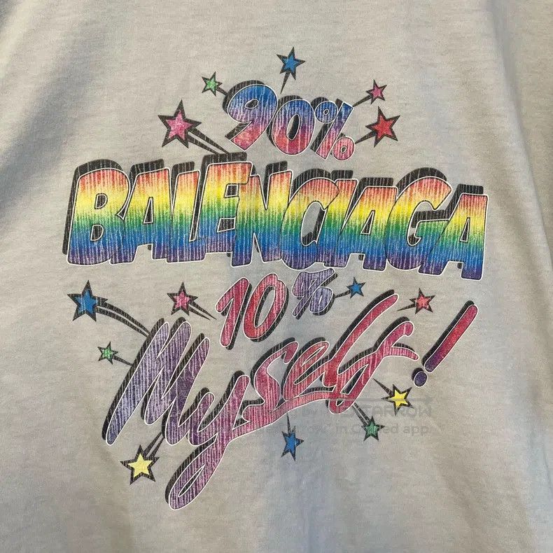 Balenciaga Balenciaga Rainbow letter distressed hole short-sleeved T- Size US S / EU 44-46 / 1 - 5 Thumbnail