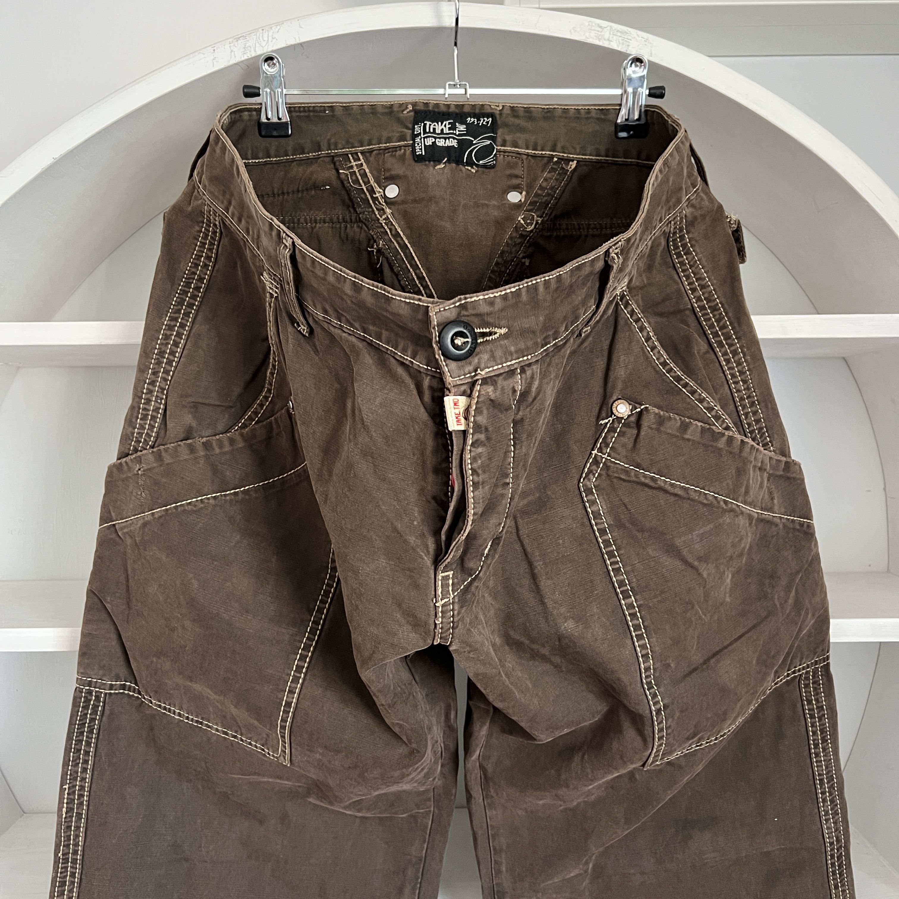 Japanese Brand Vintage TAKE TWO Wide Brown Pants Y2K Japanese Style Size US 34 / EU 50 - 3 Thumbnail