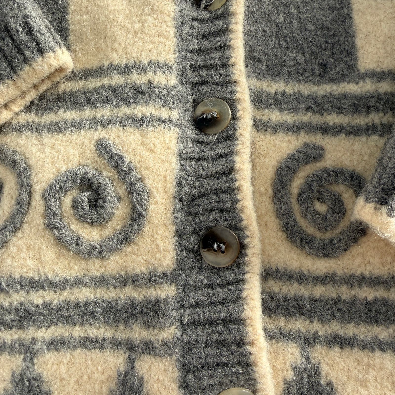Esprit Vintage Esprit Boiled Merino Wool Geometric Gray Cardigan S Size S / US 4 / IT 40 - 6 Thumbnail