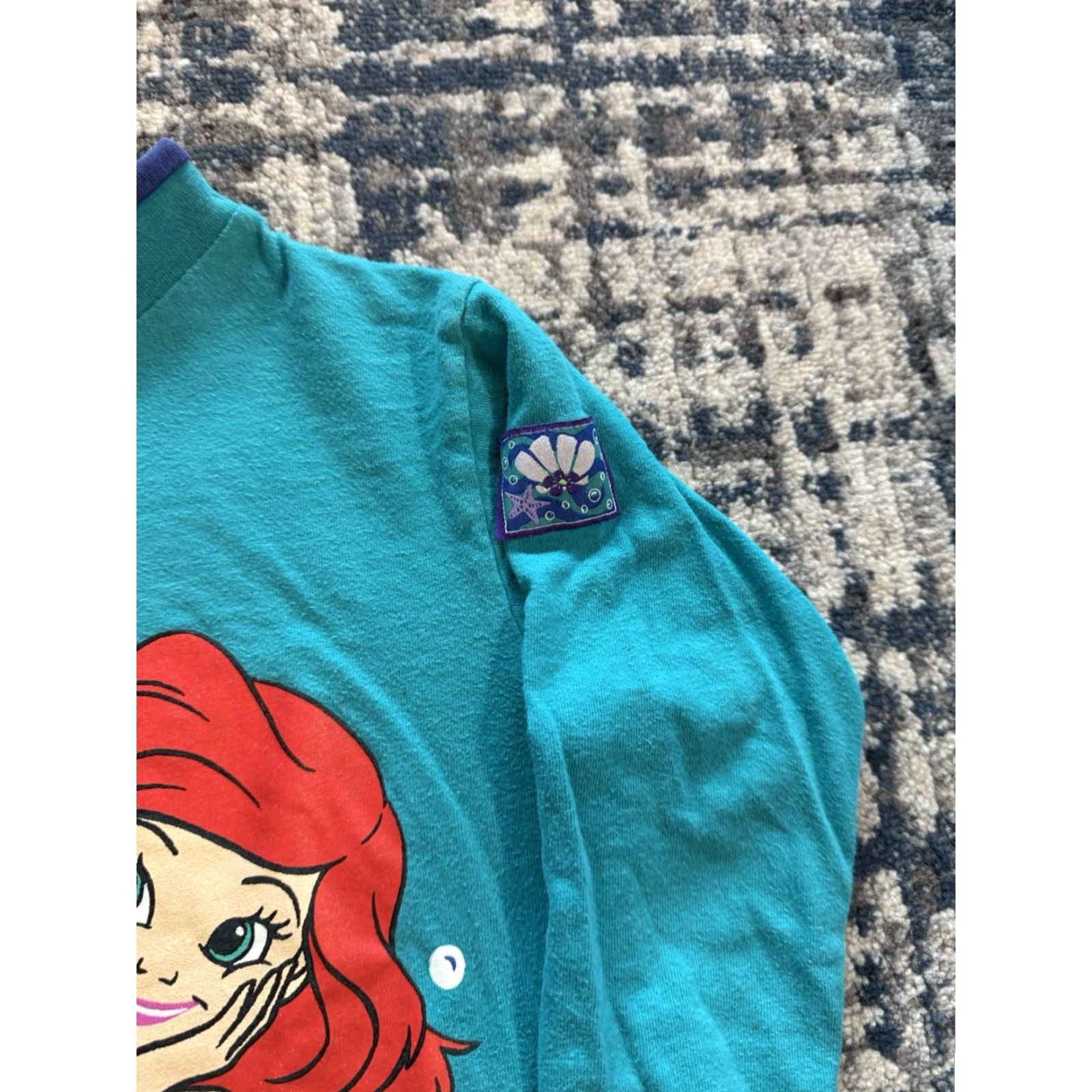 Disney VINTAGE Disney The Little Mermaid Long Sleeve Shirt 7-8 Girls Teal Cotton Blend 1990s Disney Promo Sportswear/Beach Womens? Size US M / EU 48-50 / 2 - 3 Thumbnail