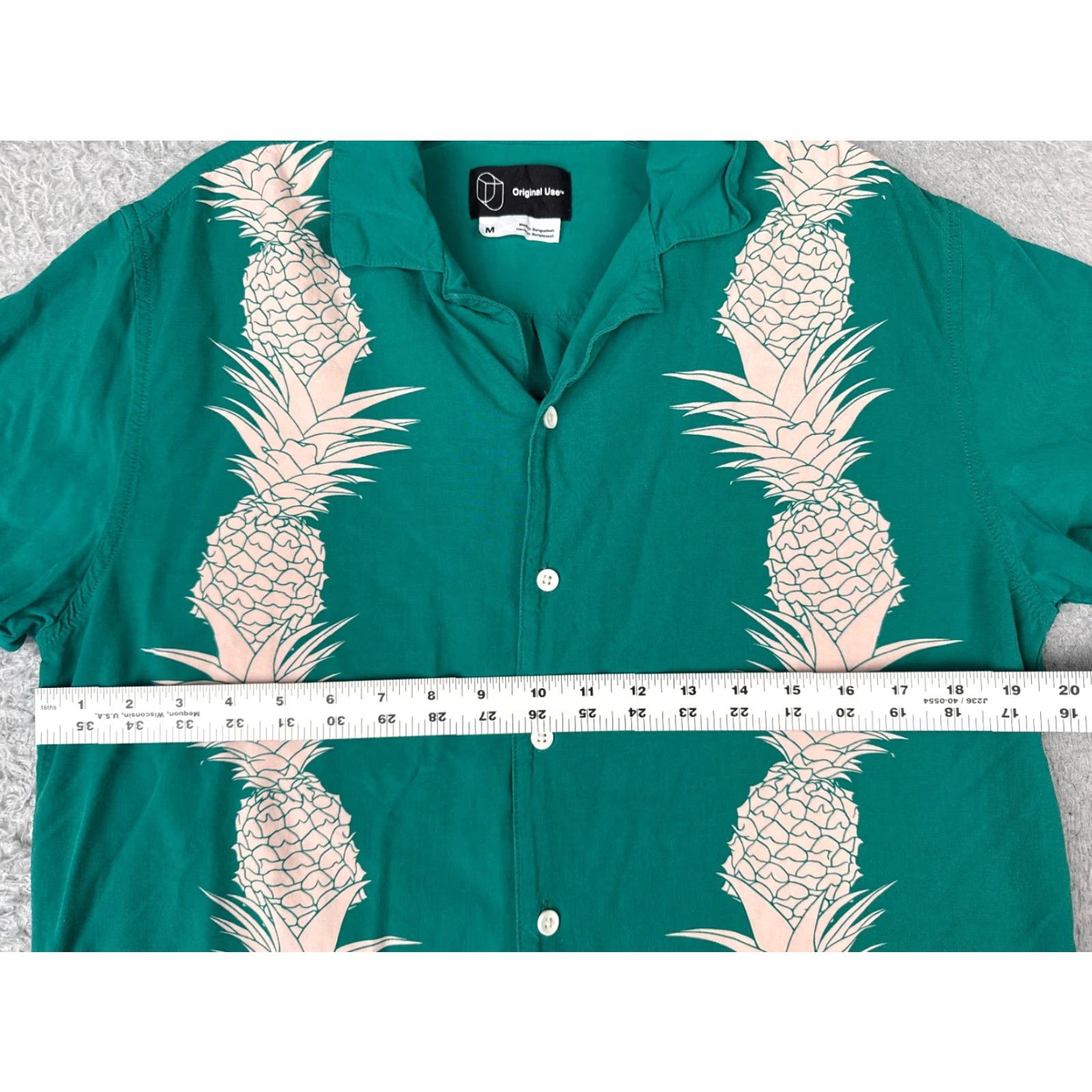Vintage Original Use Shirt Adult Medium Green Pineapple Hawaiian 100% Rayon Button Up Size US M / EU 48-50 / 2 - 7 Thumbnail