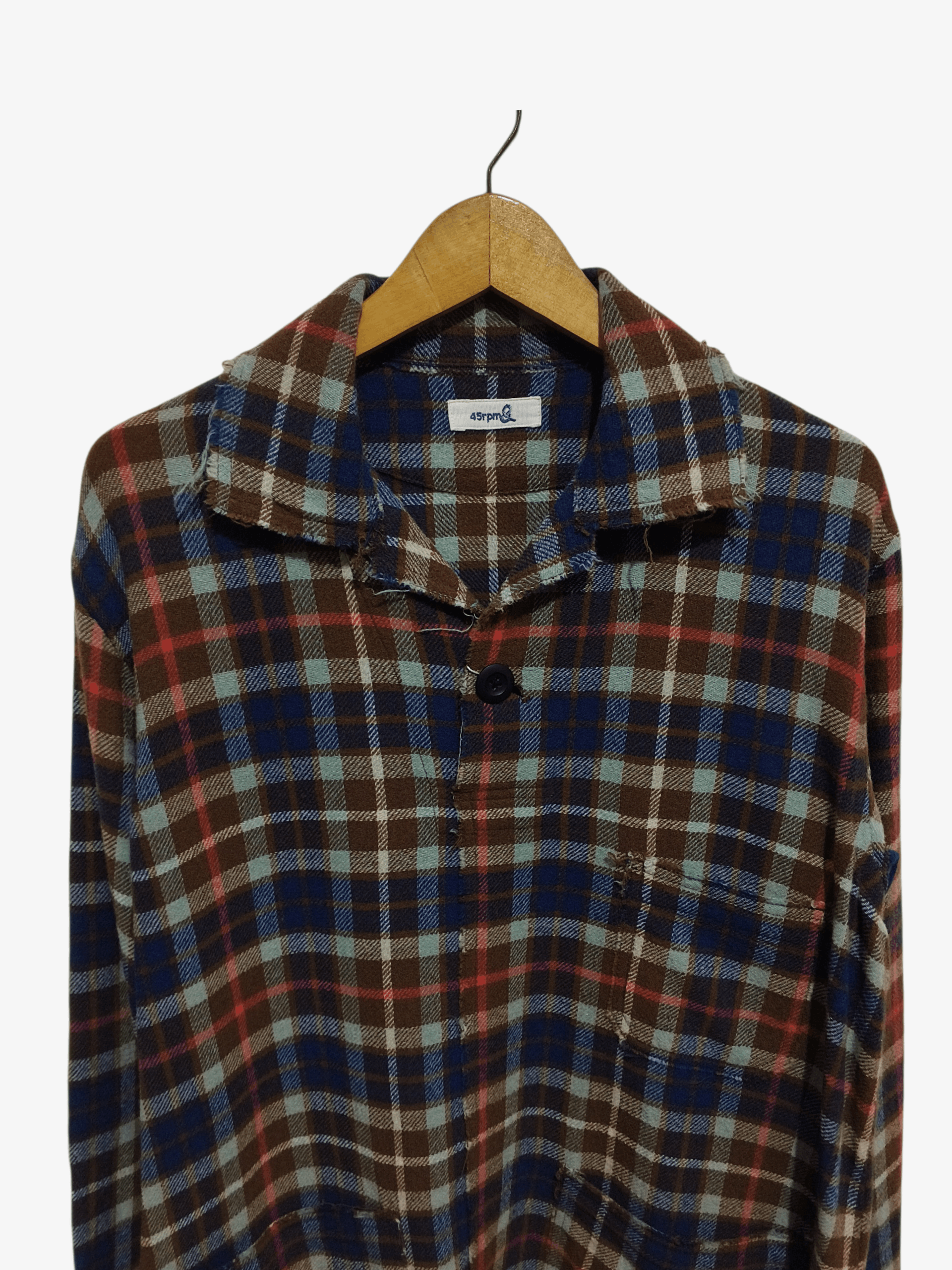 45rpm 🔥45RPM Japan Distressed Plaid Wool Pullover Shirt Jacket Size US M / EU 48-50 / 2 - 4 Thumbnail