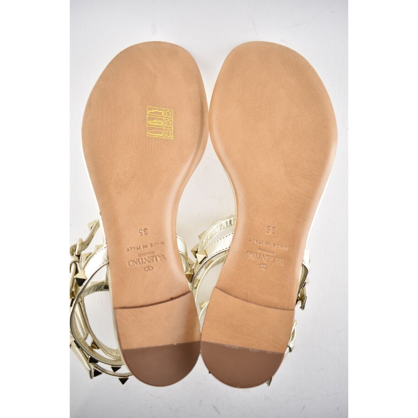 Valentino Valentino Rockstud P18 Gold Leather Triple Ankle Strap Size US 5 / IT 35 - 12 Thumbnail