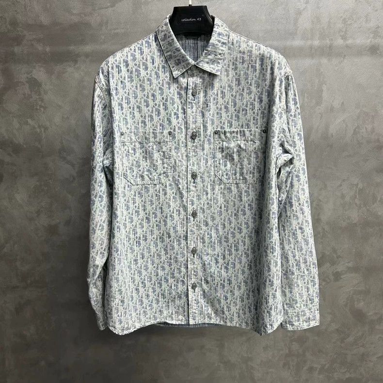 The latest blue denim full-print pattern logo shirt jacket