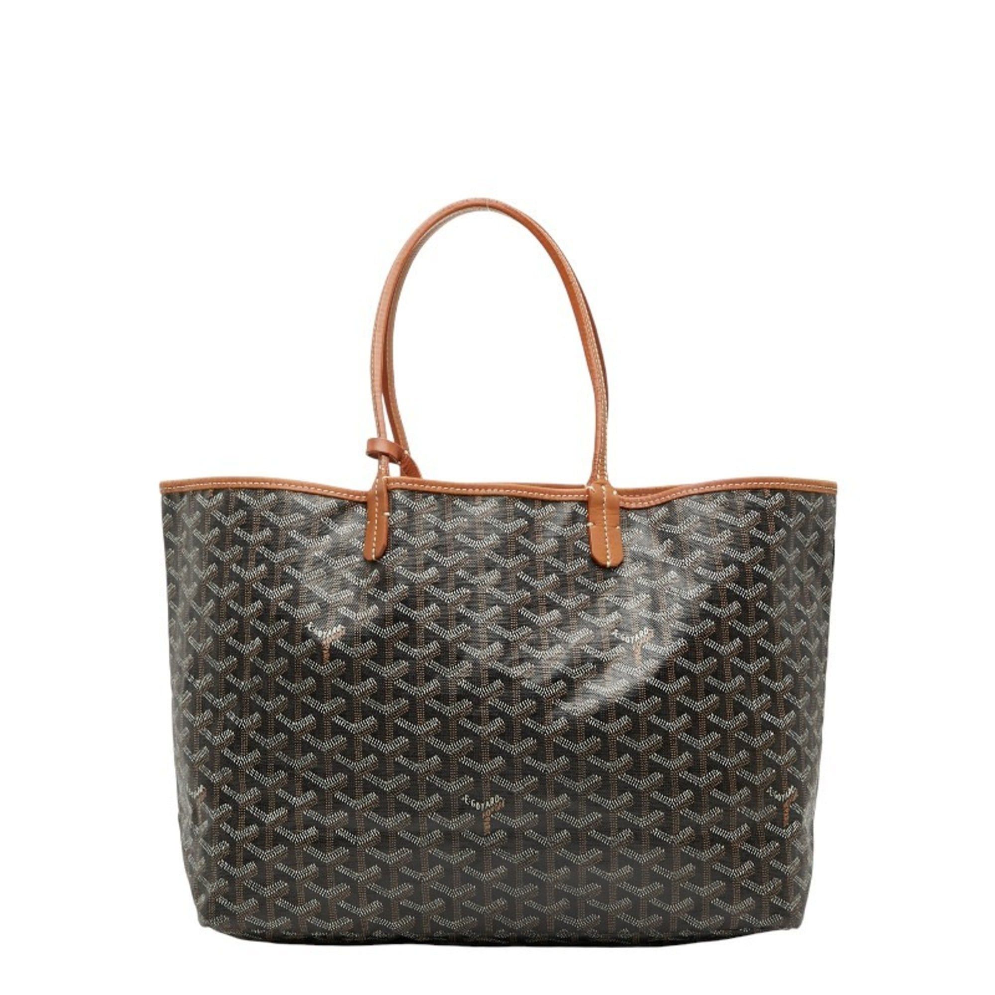 Goyard Saint Louis PM Tote Bag Shoulder Brown Black Leather Women's GOYARD