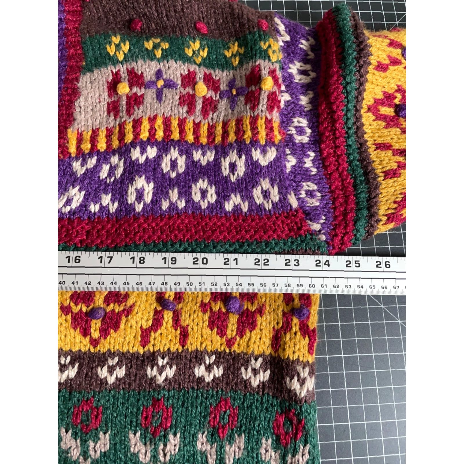 Vintage VINTAGE 90s Geometric Knit Cardigan Women's Large Red Yellow Shirt Sleeve? Size L / US 10 / IT 46 - 5 Thumbnail