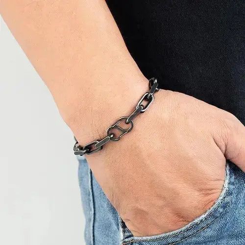 Jewelry 19cm Length Oxidized Black Chain Link Bracelet Size ONE SIZE - 2 Thumbnail