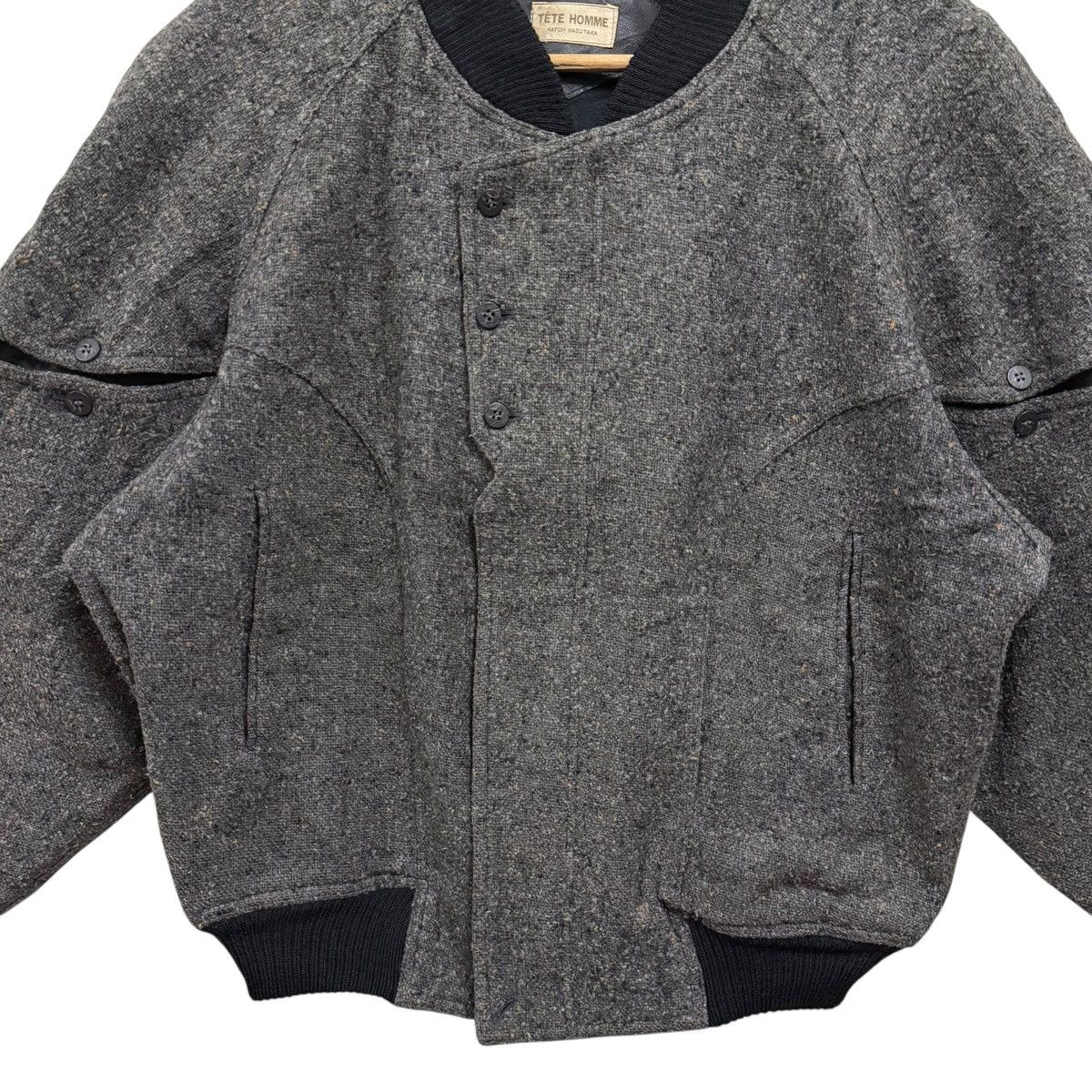 Tete Homme Vtg 90s TETE HOMME Katoh Kazutaka Wool Bomber Jacket Size US XL / EU 56 / 4 - 5 Thumbnail