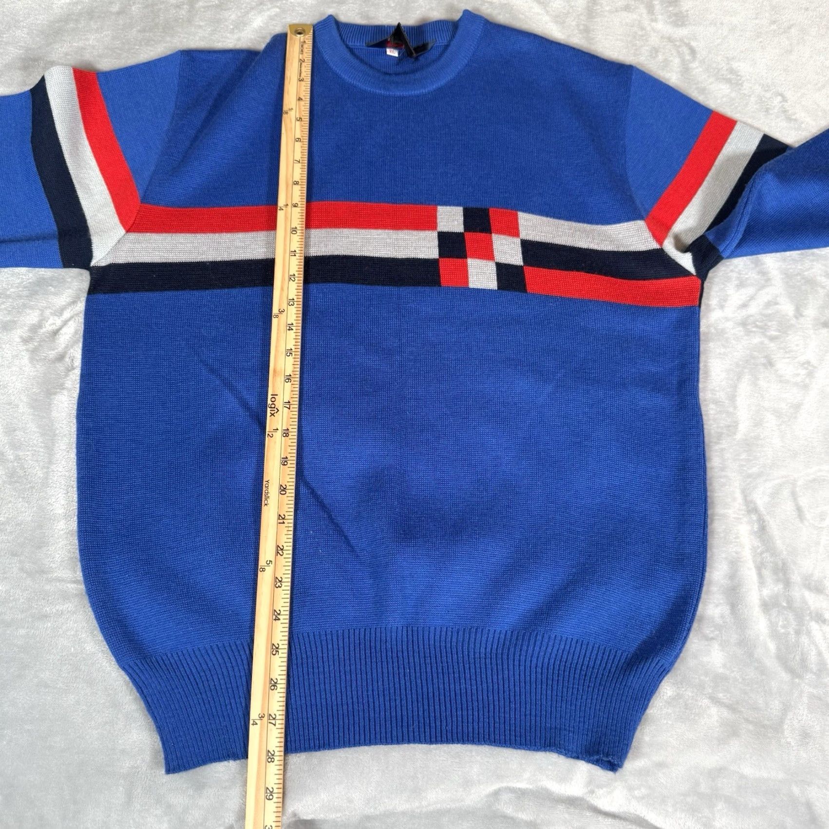 Vintage VINTAGE Hermans Striped Crewneck Sweater Mens Slim L Blue 90s Size US L / EU 52-54 / 3 - 6 Thumbnail