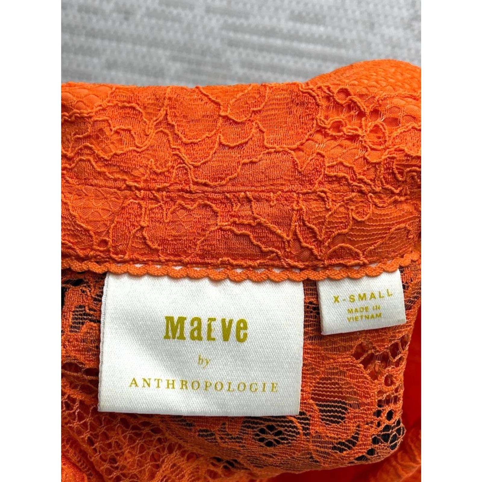 Vintage Maeve Cropped Lace Shirt Womens XS Orange Floral Camp Collar Shirt Size XS / US 0-2 / IT 36-38 - 4 Thumbnail