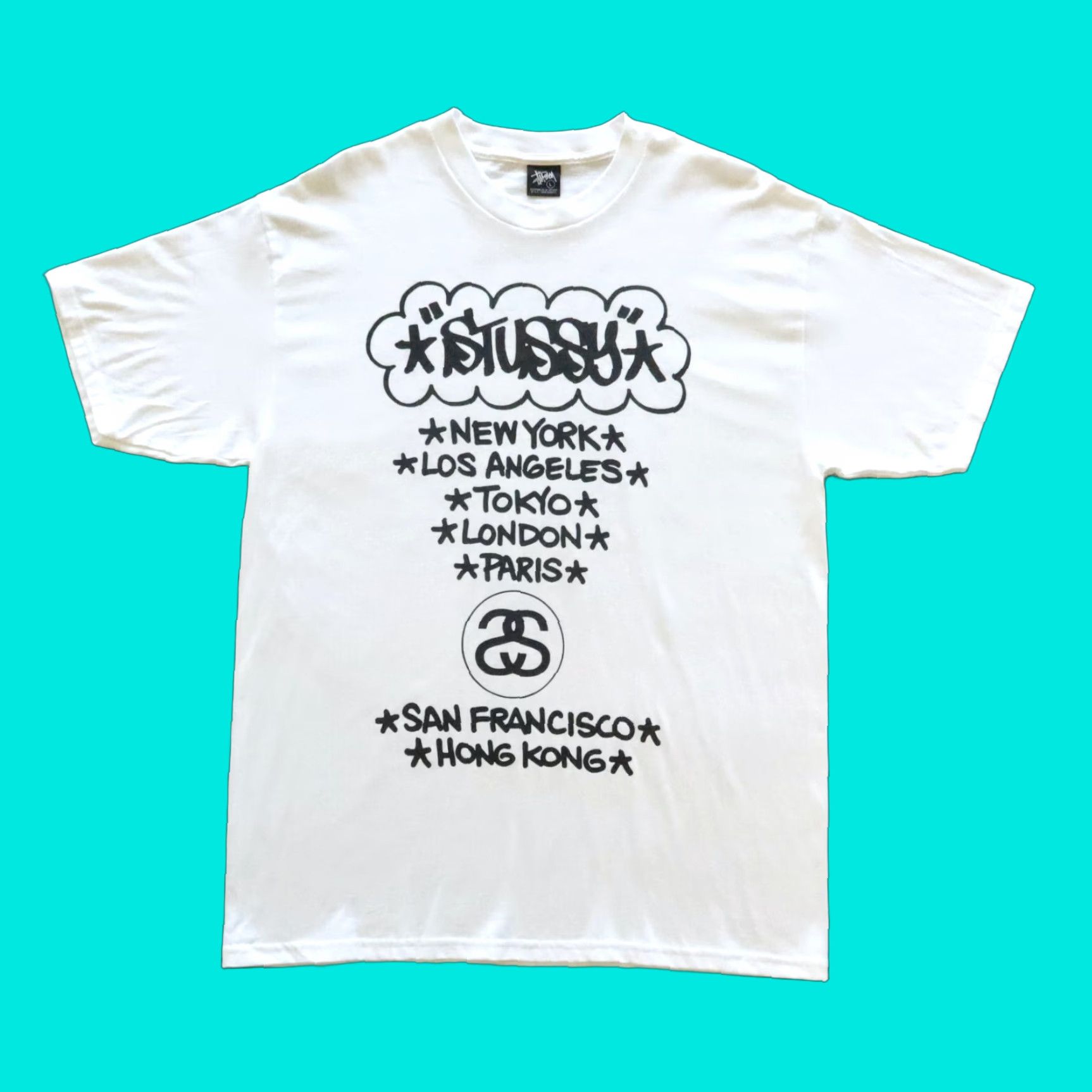 Vintage VINTAGE Stussy Tee Shirt L White Chapter Stores Haze 90s Mens T-Shirt Size US L / EU 52-54 / 3 - 1 Thumbnail