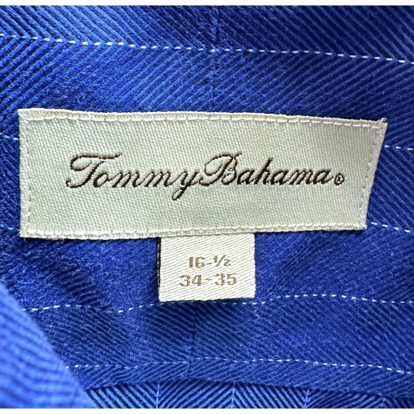 Tommy Bahama Tommy Bahama Blue Dress Shirt Long Sleeve Button Up Barrel Cuff 16.5 34-35 Mens Regular Size 100% Cotton Size 46R - 3 Thumbnail