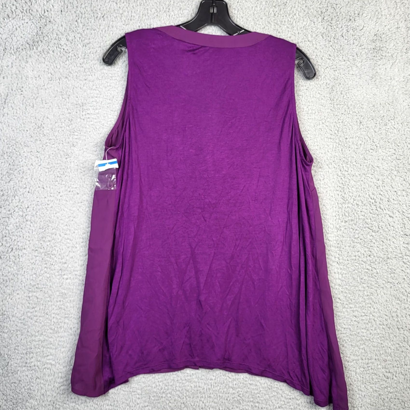 Vintage I.N.C International Concepts Purple Button-Up Blouse XL Womens Shirt V-Neck Sleeveless Spa? Size XL / US 12-14 / IT 48-50 - 5 Thumbnail