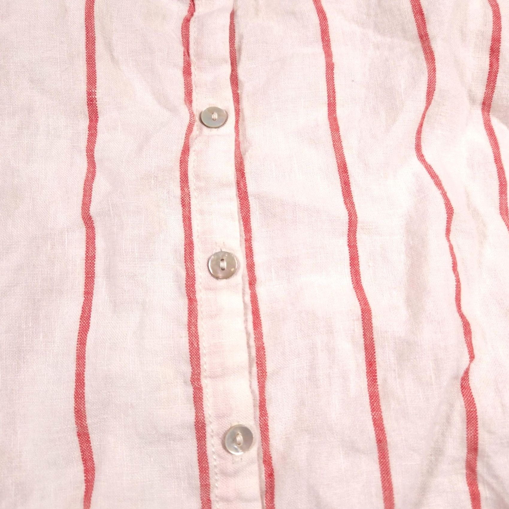 Vintage C&C California Shirt Womens XL White Red Striped 100% Linen Sleeveless Button Up Size XL / US 12-14 / IT 48-50 - 4 Thumbnail