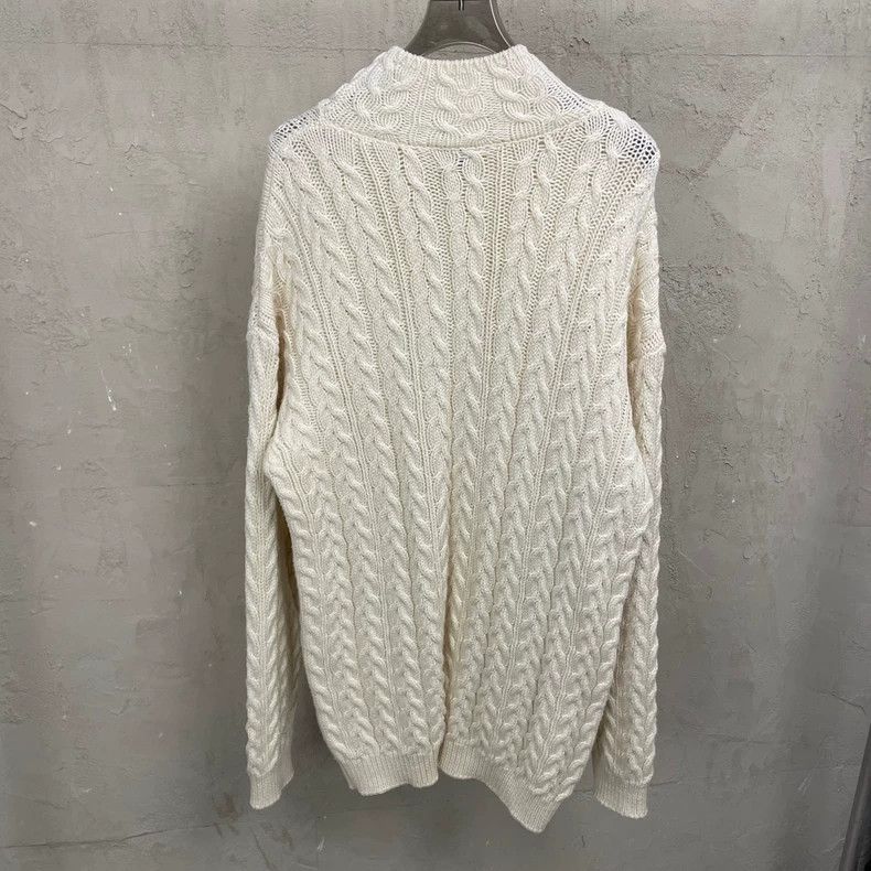 Loewe LOEWE White chest large crochet logo half high collar swea Size S / US 4 / IT 40 - 2 Thumbnail