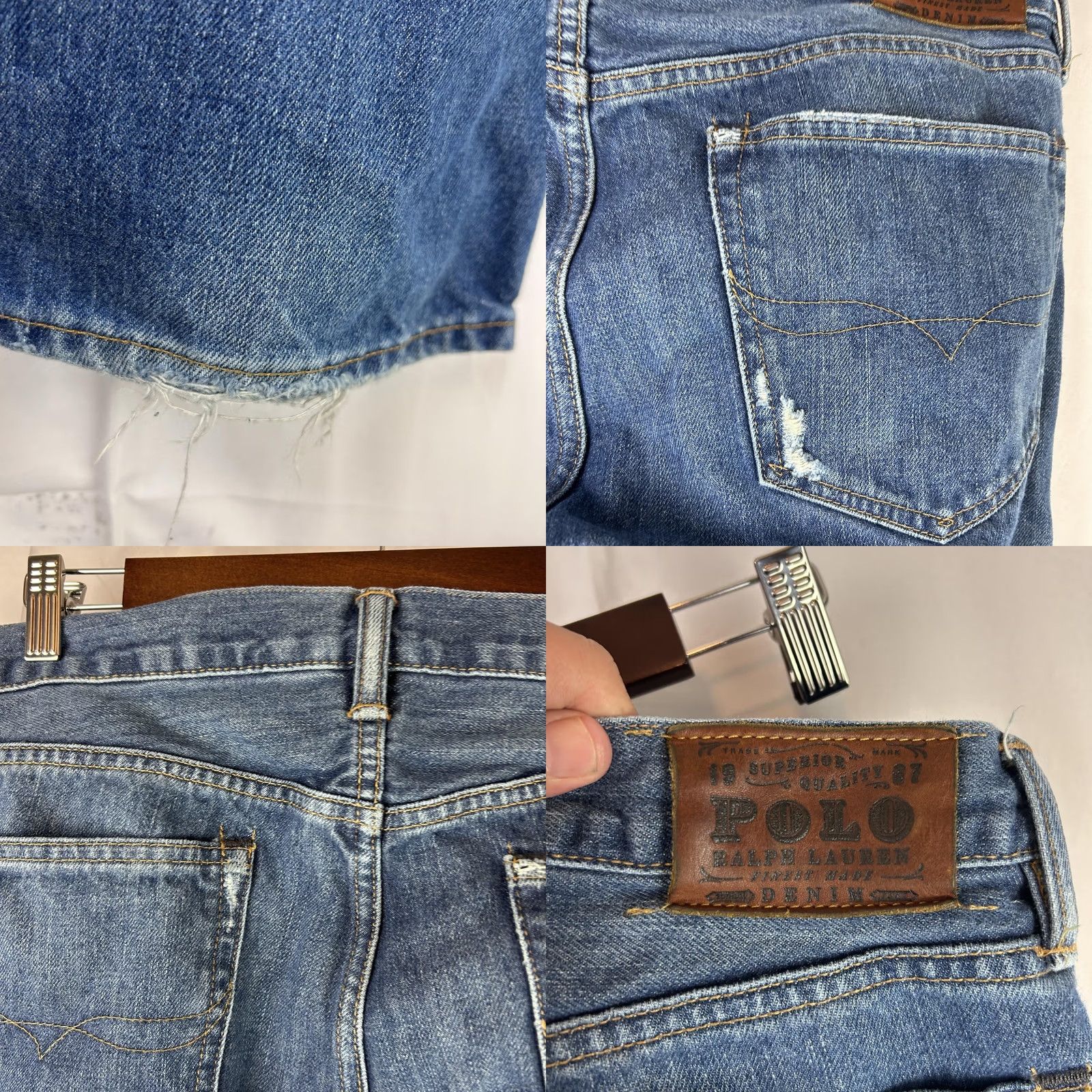 Polo Ralph Lauren VINTAGE? No. Polo Ralph Lauren Jeans Mens 34x30 Stratford Slim Fit Straight Denim Distressed Size US S / EU 44-46 / 1 - 10 Thumbnail