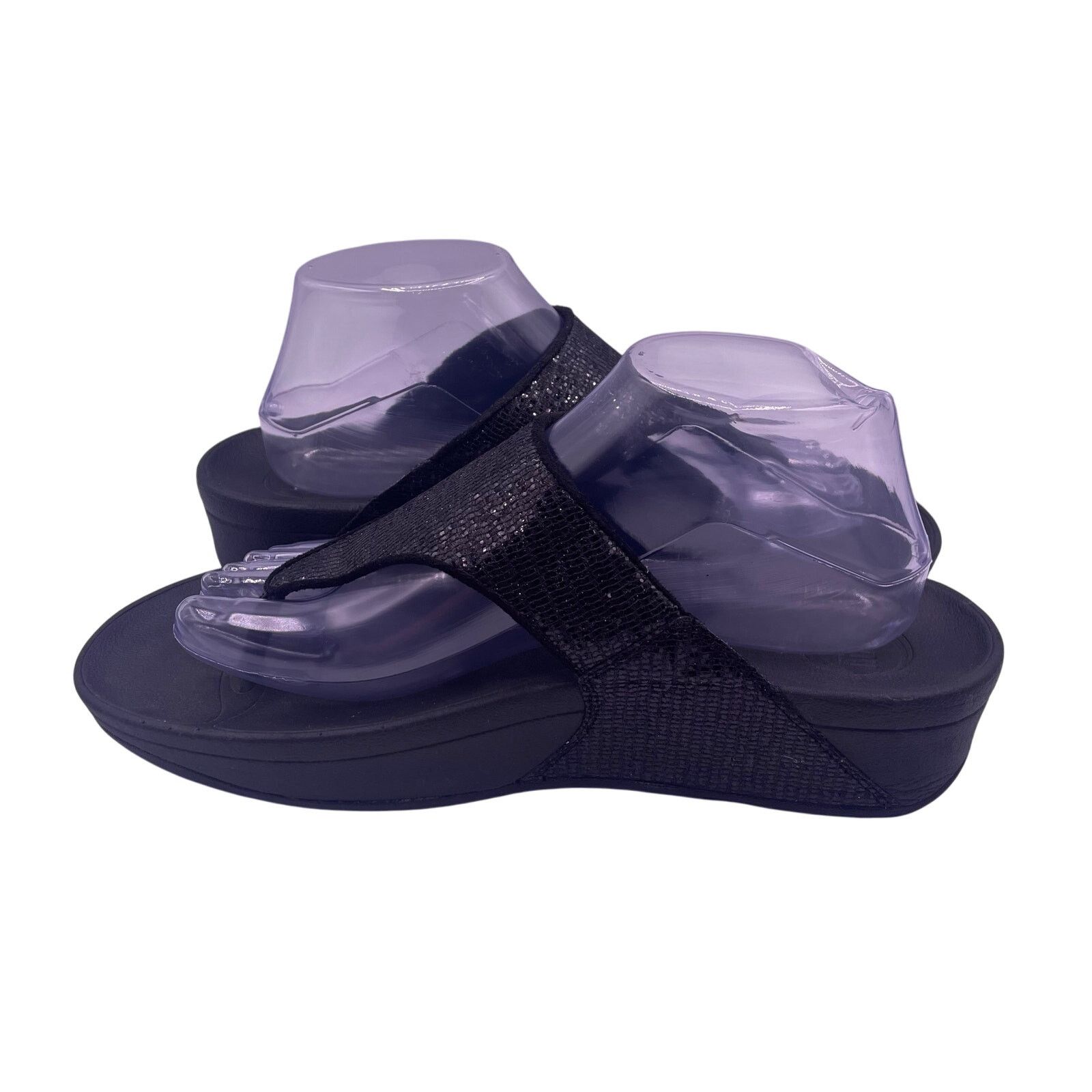 Other Fitflop Lulu Superglitz Thong Sandals Black Comfort Womens 9 Size US 9 / IT 39 - 6 Thumbnail