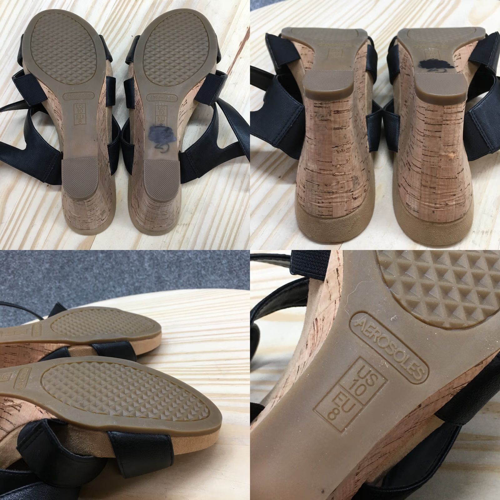 Vintage Aerosoles Sandals Womens 10 M Silver Plush Gladiator Black Casual Wedge Heels Size US 10 / IT 40 - 9 Thumbnail