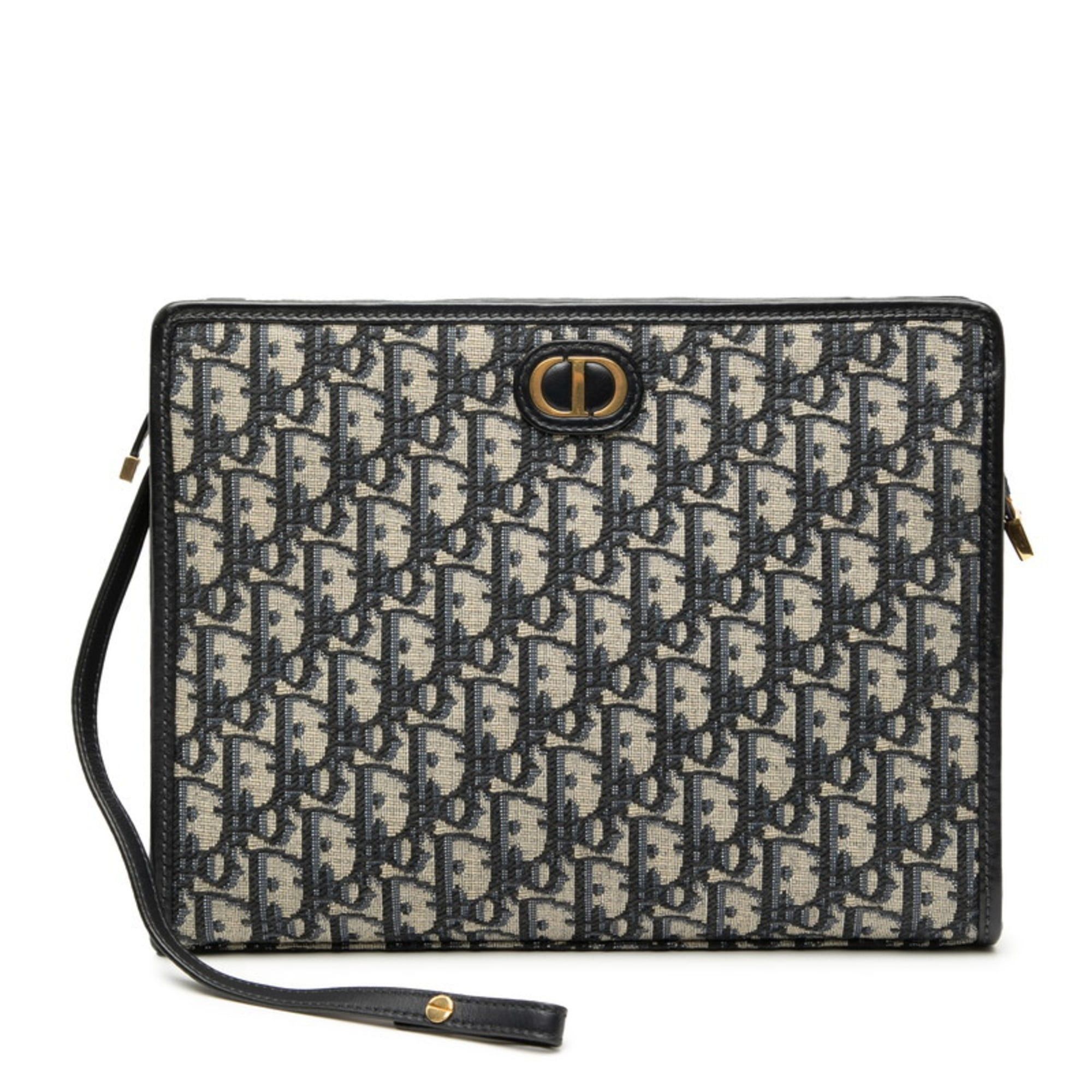 Dior Christian Dior Dior Oblique 30 Montaigne Clutch Bag Navy Canvas Leather Women's Size ONE SIZE - 1 Thumbnail