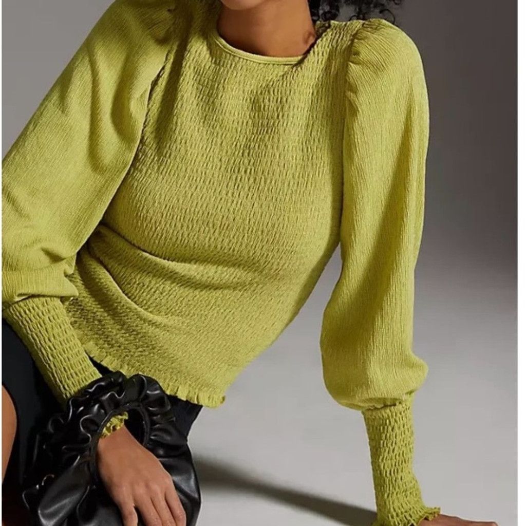 Anthropologie Anthropologie Smocked Puff-Sleeved Top Size S / US 4 / IT 40 - 3 Thumbnail