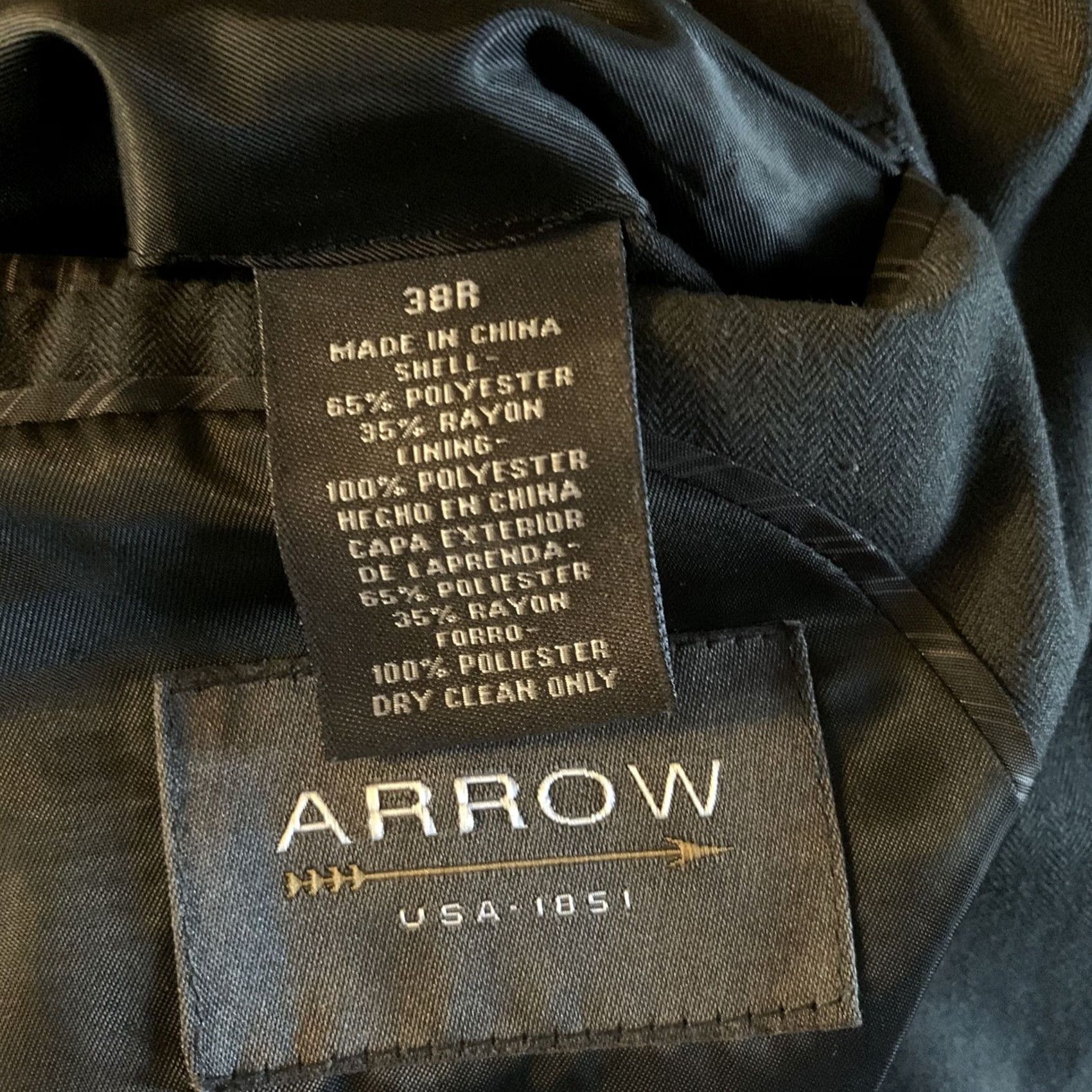 Arrow VINTAGE? Arrow Suit Men Sport jacket Coat Size 38R black buttons pockets formal wear 419 Size 38R - 5 Thumbnail