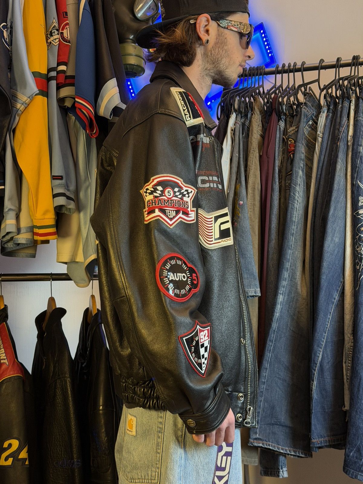 Fubu Vintage Fubu racing team leather jacket Size US XL / EU 56 / 4 - 5 Thumbnail