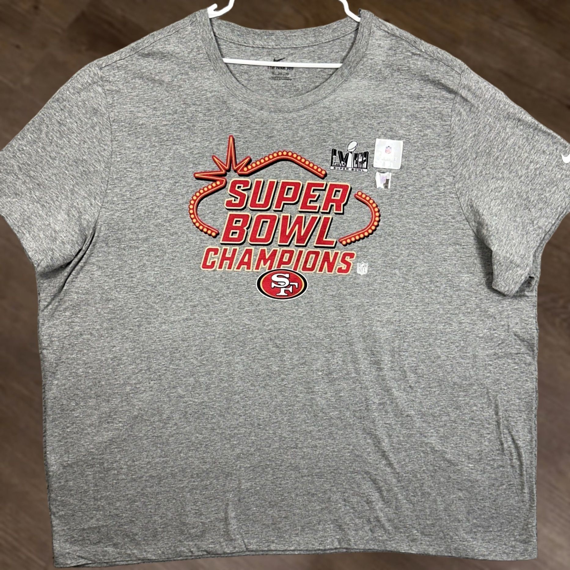Nike VINTAGE Nike 49ers T-Shirt Mens Gray 5XL Crew Neck Short Sleeve Graphic Print Dri-Fit Champion NFL Super Bowl 2020 Way Size US XXL / EU 58 / 5 - 1 Thumbnail