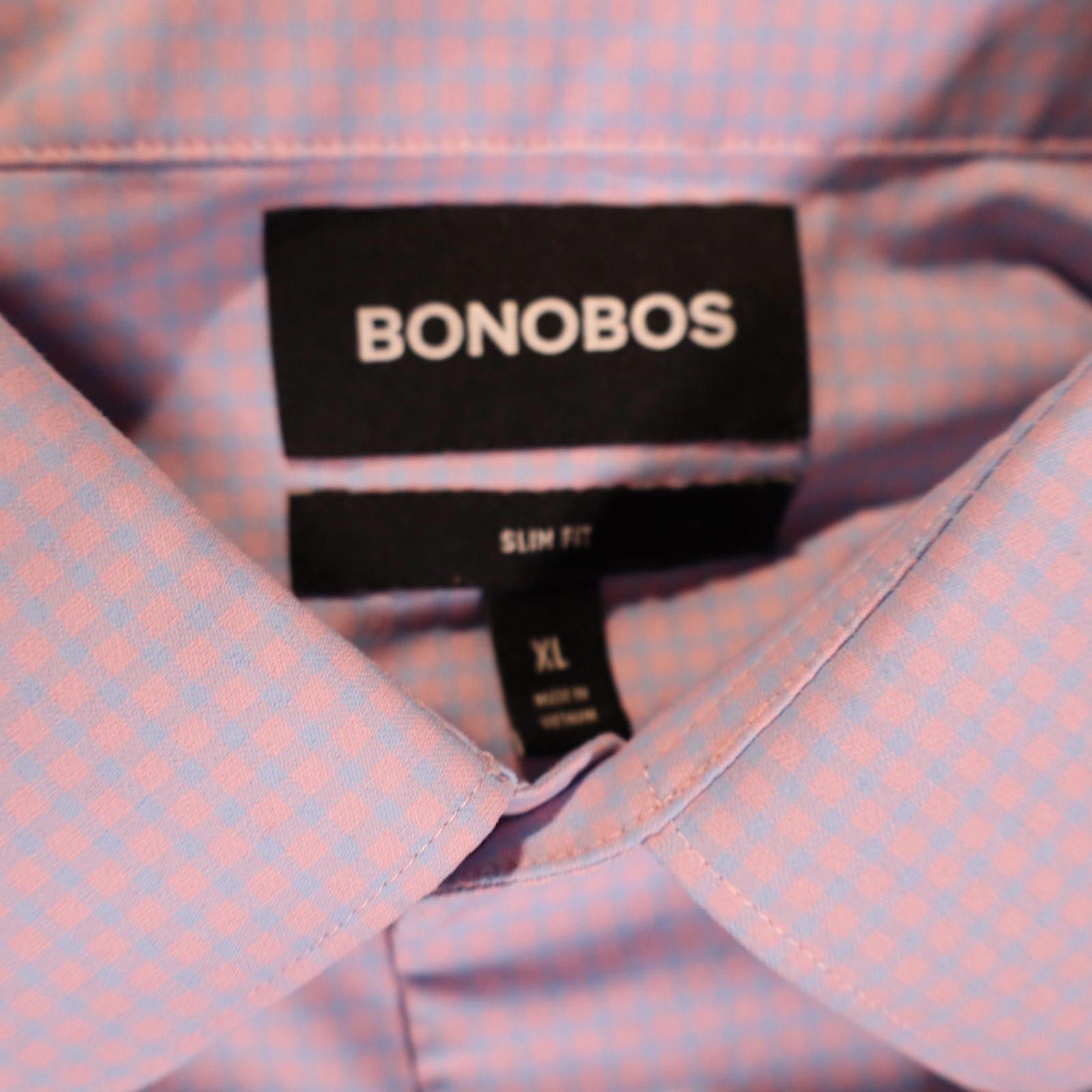 Bonobos Bonobos Tech Button Down Men XL Long Pink Blue Slim Fit Size 44R - 8 Thumbnail