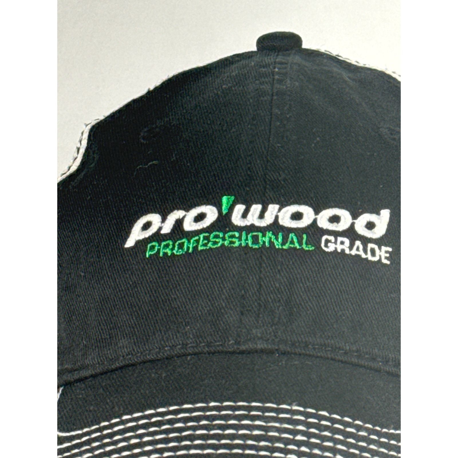 Other Pro Wood Professional Grade Black and White Mesh Trucker Hat Size ONE SIZE - 2 Thumbnail