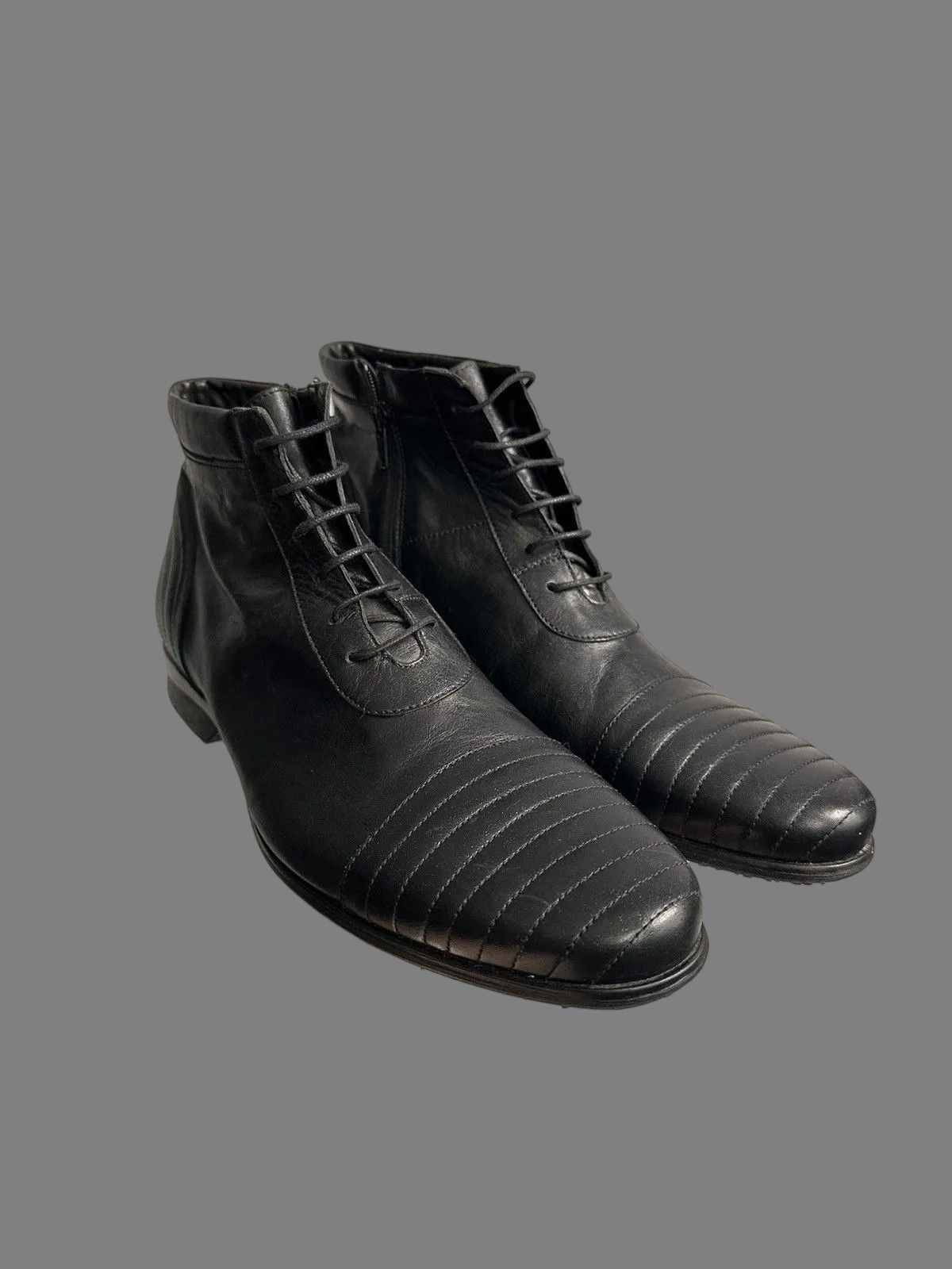 AS98 Leather High Combat Boots Rick Owens Guidi Western