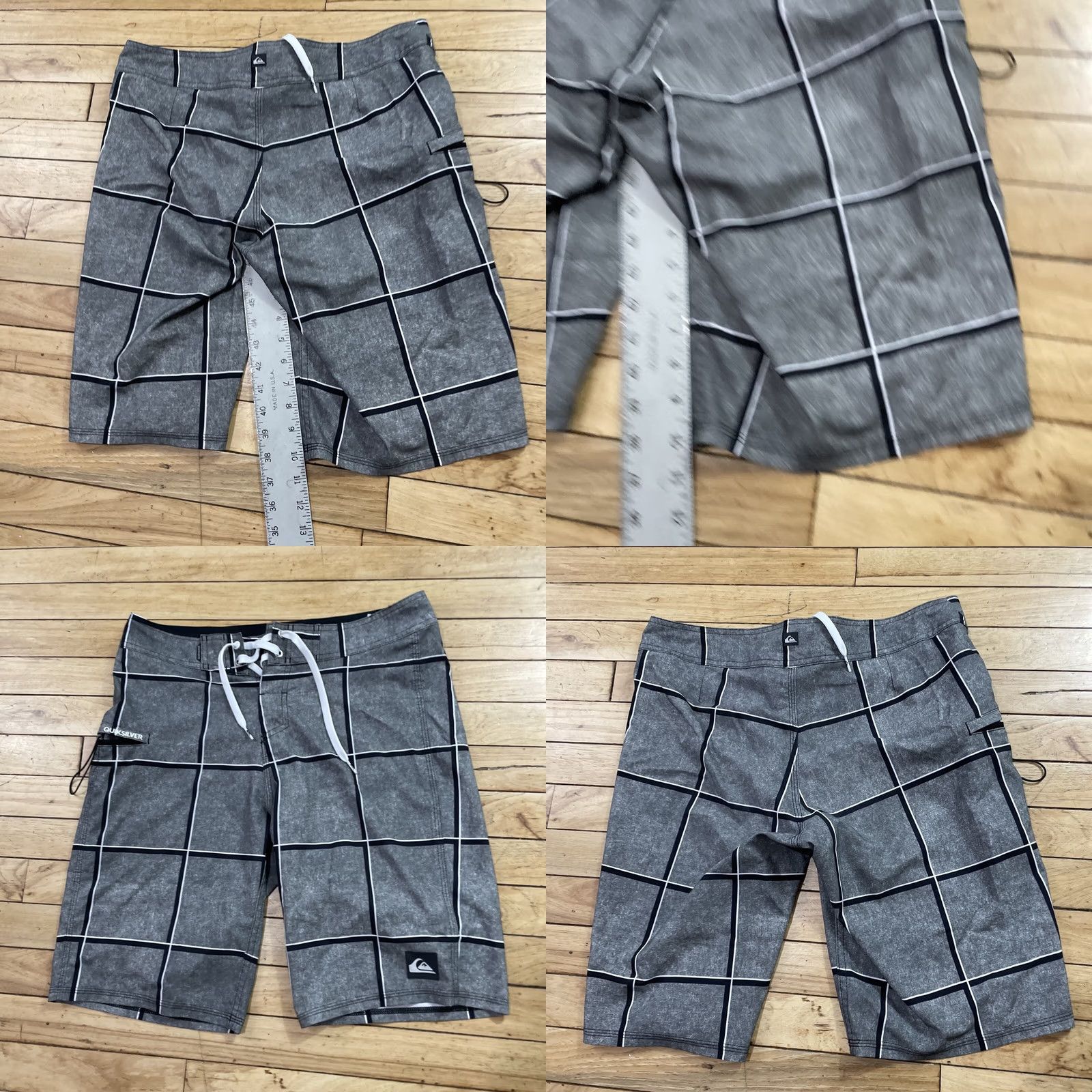 Quiksilver VINTAGE QUIKSILVER Board Shorts Men 30 Gray Black Plaid Active Swim Trunks Surf 30x10 Mens Size US 30 / EU 46 - 9 Thumbnail