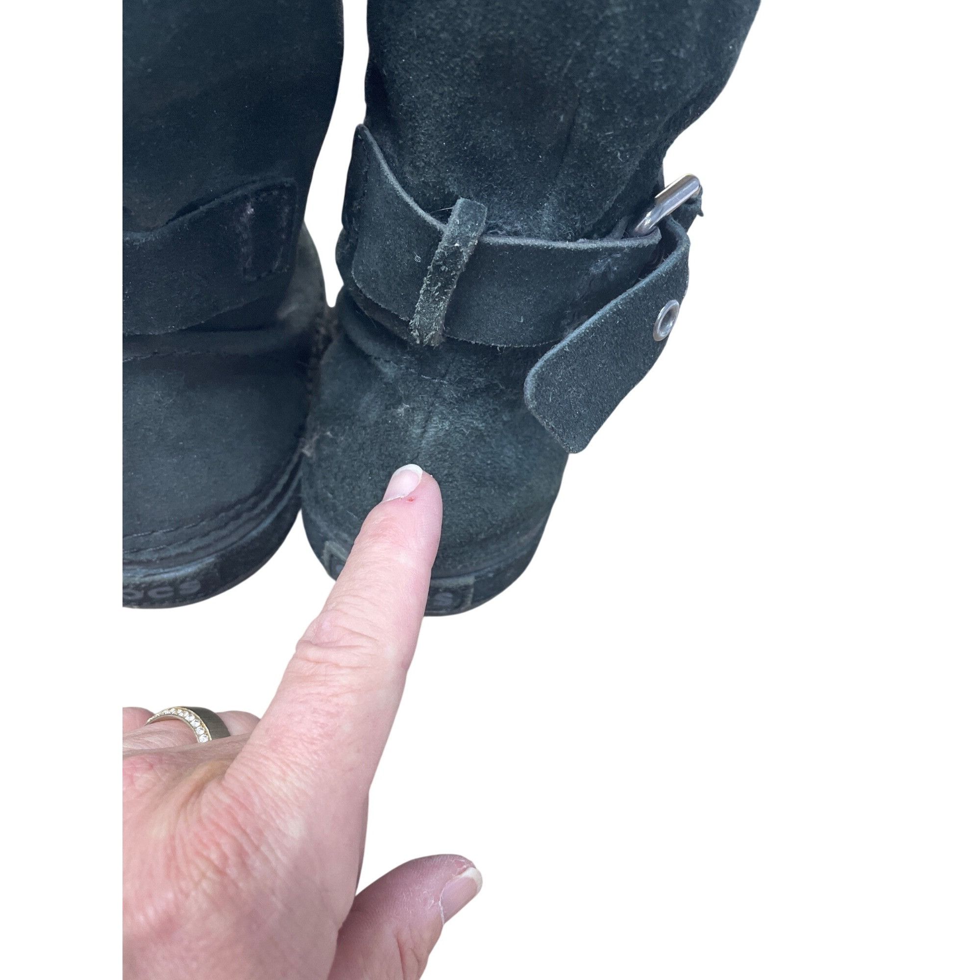 Crocs Crocs Faux Leather Fur Lined Womans Black Mid Calf Winter b Size US 8 / IT 38 - 13 Thumbnail