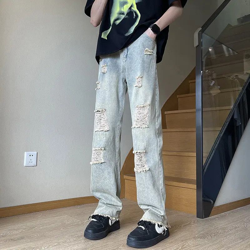 Japanese Brand Retro loose fringed ripped slightly flared jeans Size US 30 / EU 46 - 1 Thumbnail