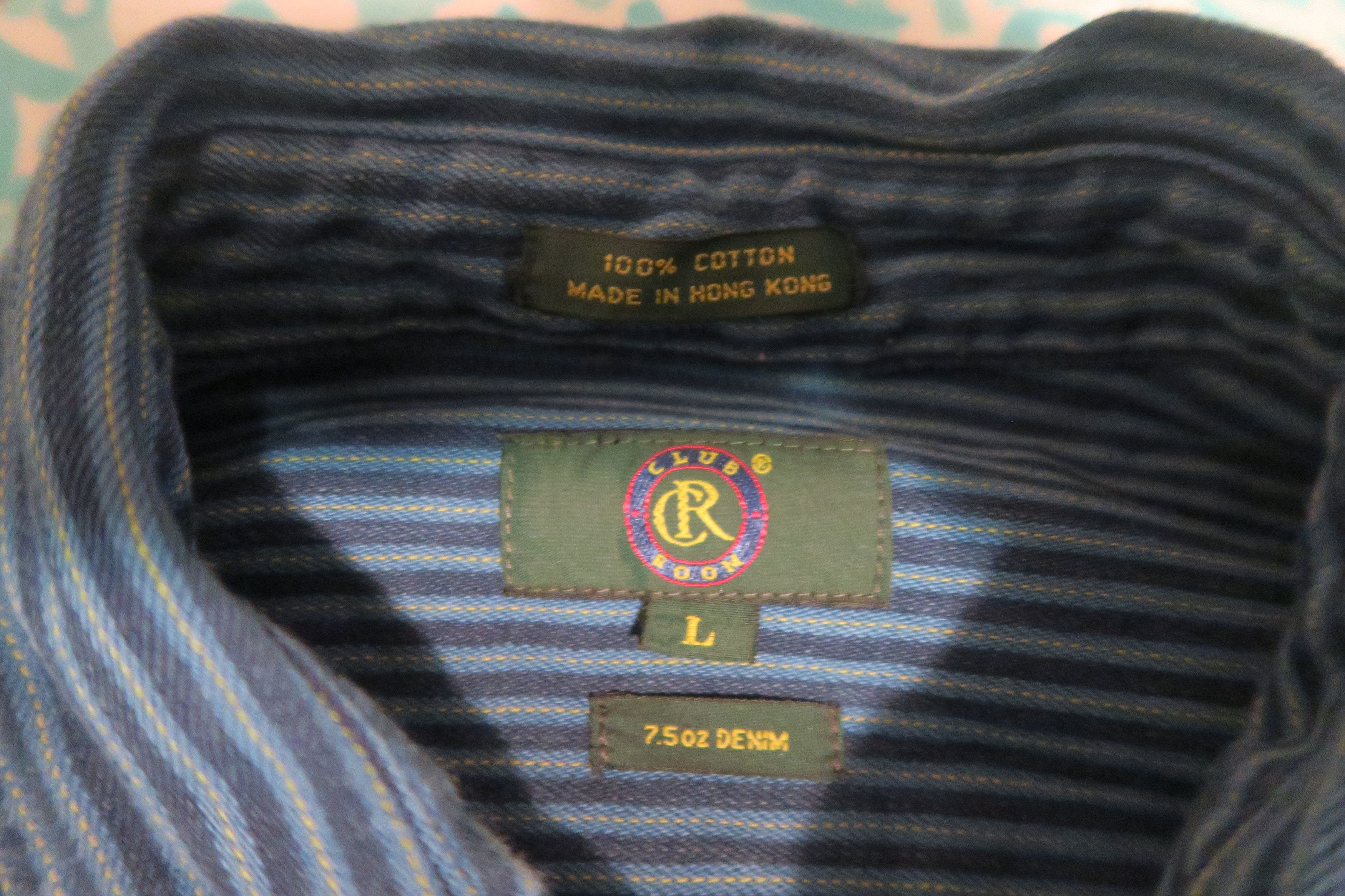 Club Room × Vintage Club Room Thick 7.5 oz Denim Railroad Striped Button Shirt Size US L / EU 52-54 / 3 - 5 Thumbnail