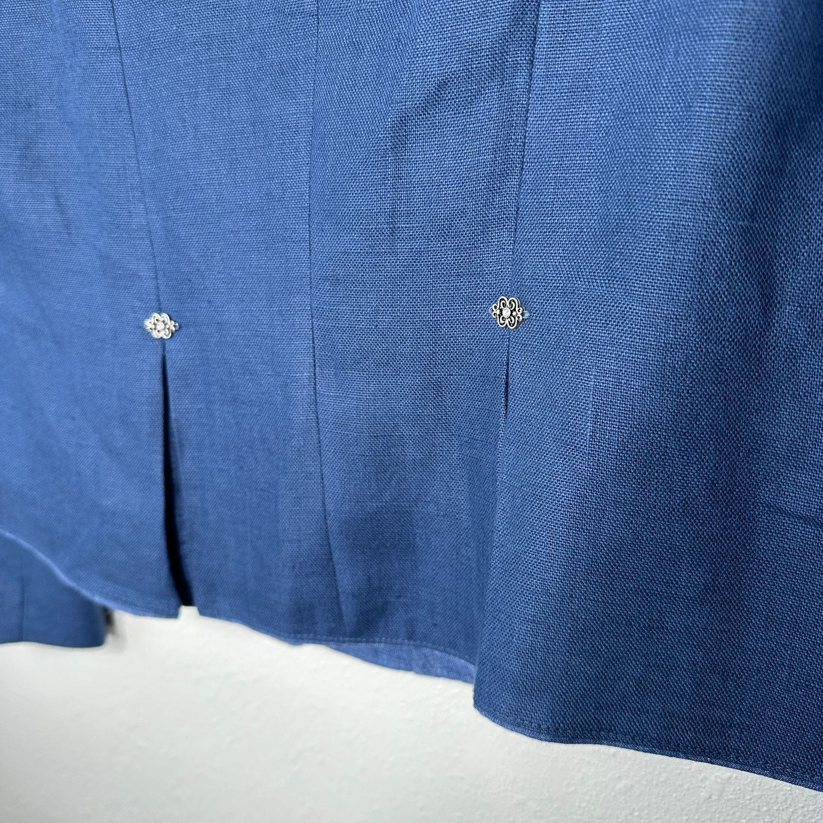 Other Loden Plankl Denim Blue Linen Band Neck Button Blazer Jacket Size XL / US 12-14 / IT 48-50 - 8 Thumbnail