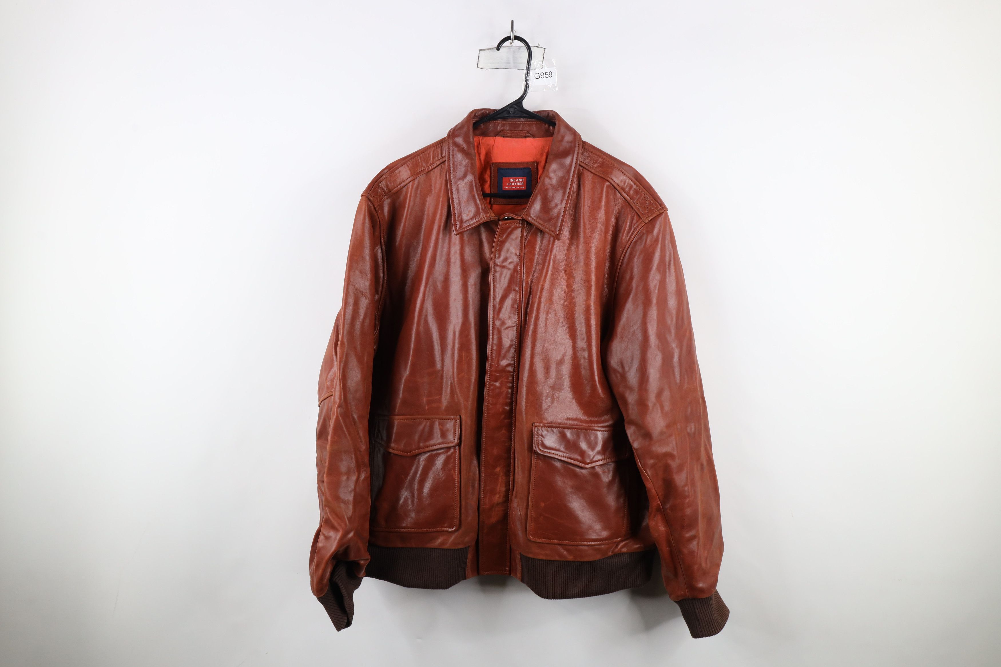 Vintage Inland Leather Streetwear Flight Bomber Jacket Brown Size US XXL / EU 58 / 5 - 1 Thumbnail